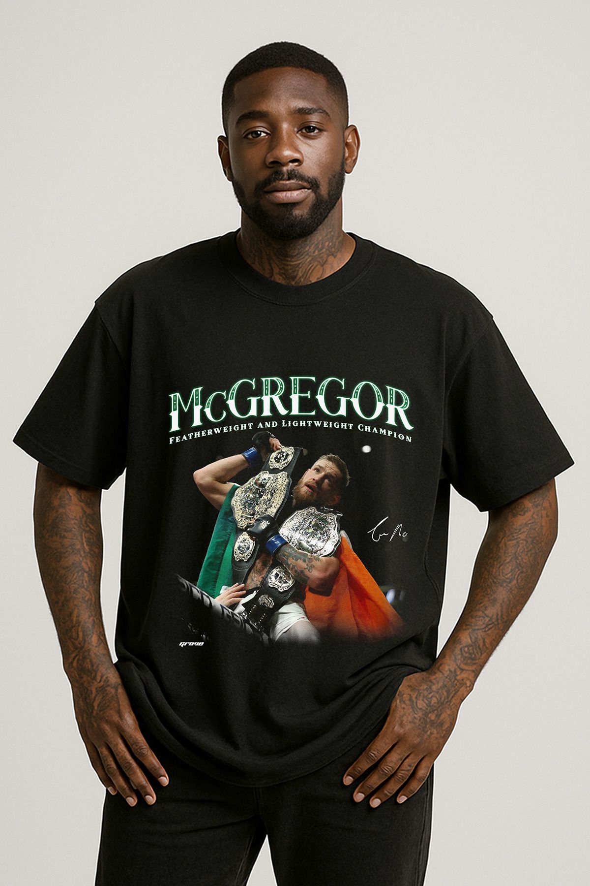 Grove Fashion Conor McGregor Şampiyon Baskılı Unisex Oversize T-Shirt