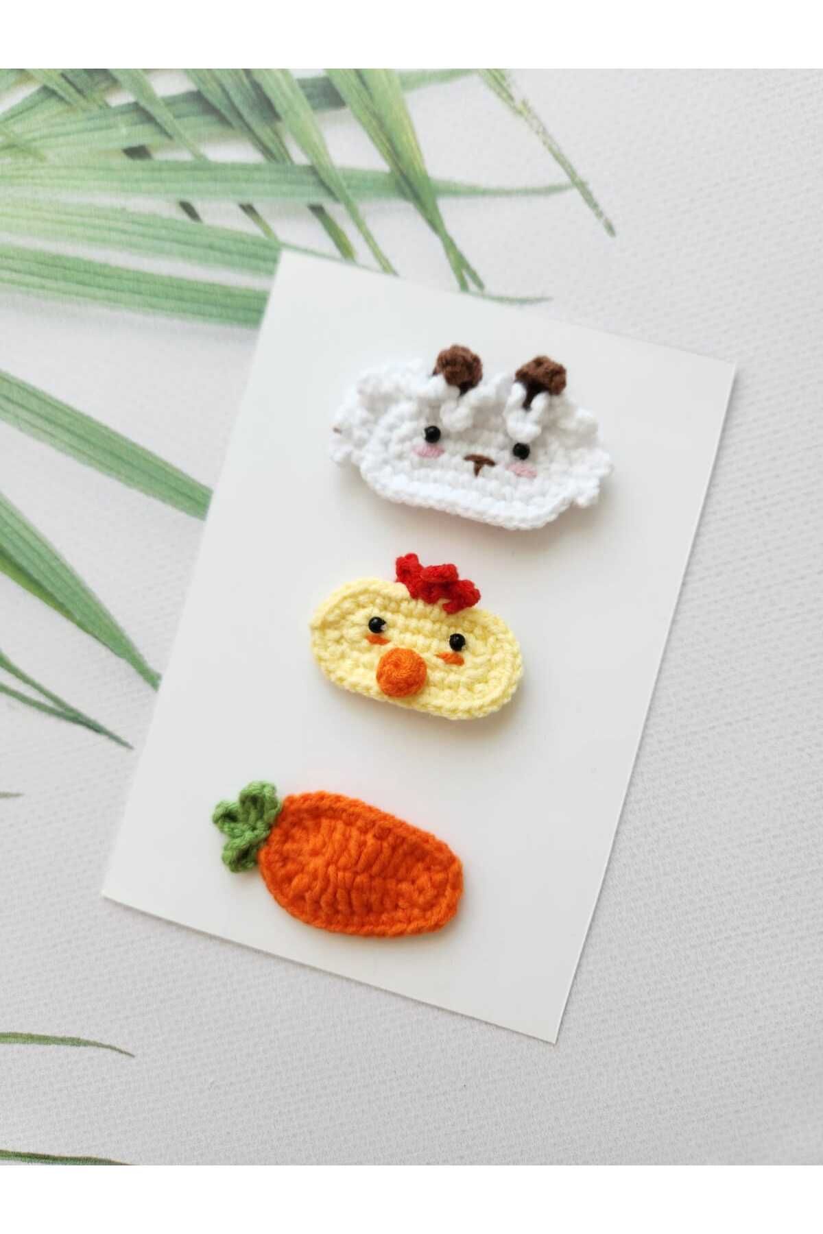 Kadın Girişimciler Atölyesi Yenidoğan Bebek Tokası El Emeği Karma 3'lü Klips Saçsız Bebek Tokası Handmade Bebek Hediyelik