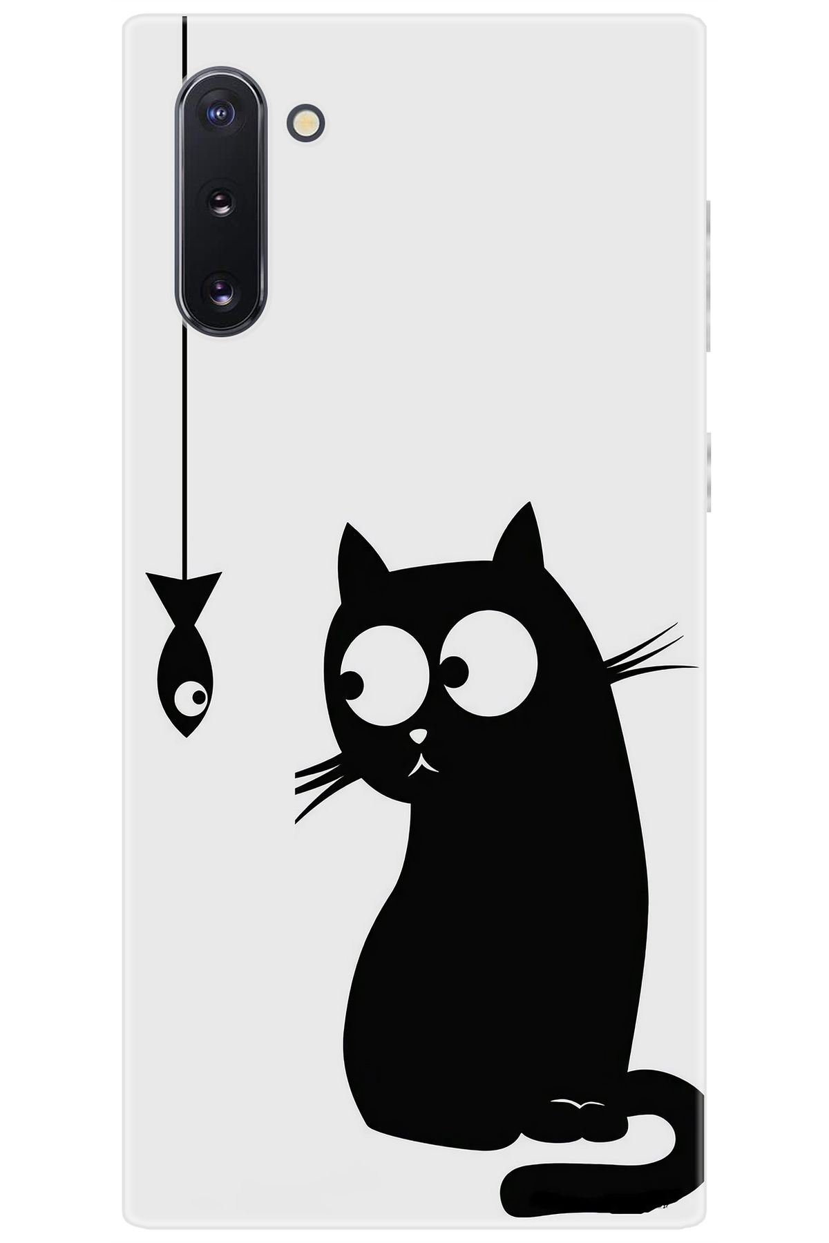 Ceppare Samsung Galaxy Note 10 (SM-N970F) Uyumlu Kılıf Desenli Silikon Balık ve Kedi STK:747 CP-c8vrfJg