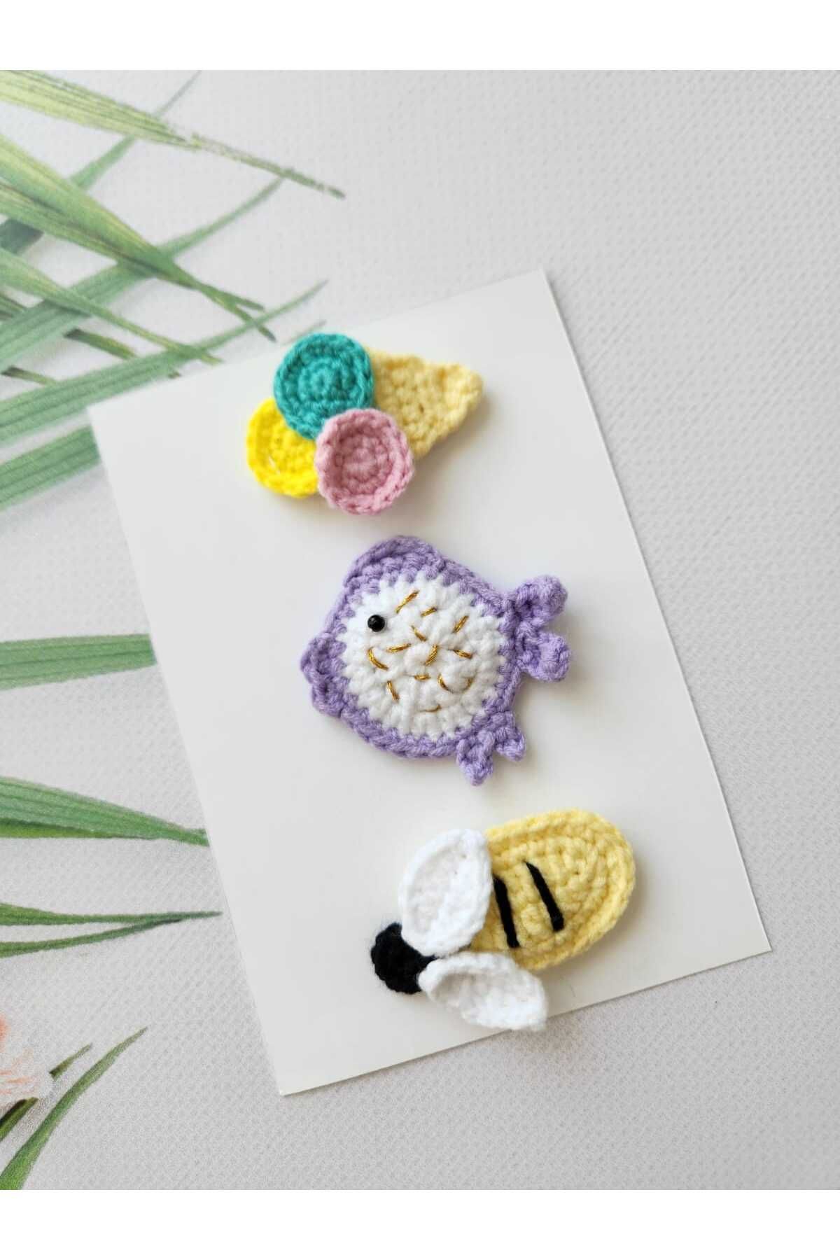 Kadın Girişimciler Atölyesi Yenidoğan Bebek Tokası El Emeği Karma 3'lü Klips Saçsız Bebek Tokası Handmade Bebek Hediyelik
