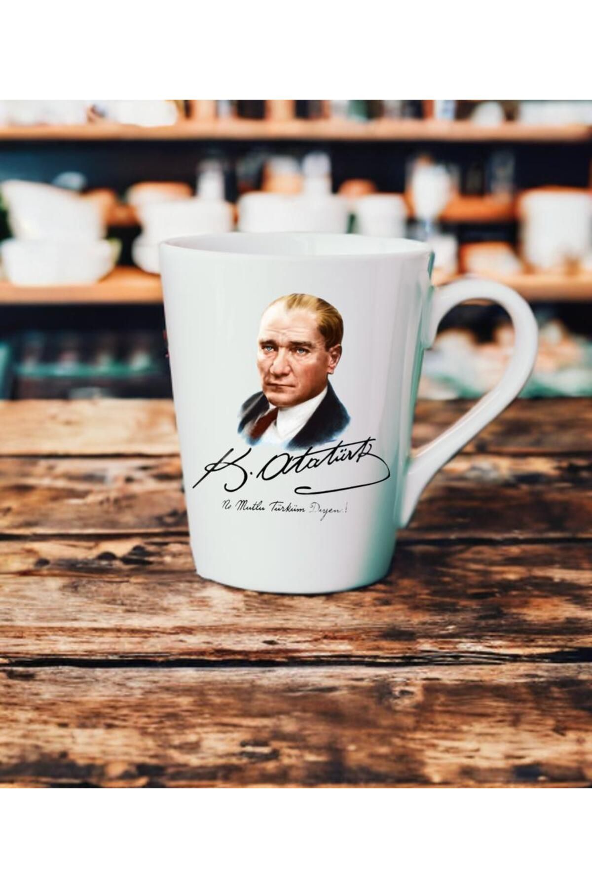 Puficca Tasarım Mustafa Kemal Atatürk Baskılı Konik Kupa Bardak