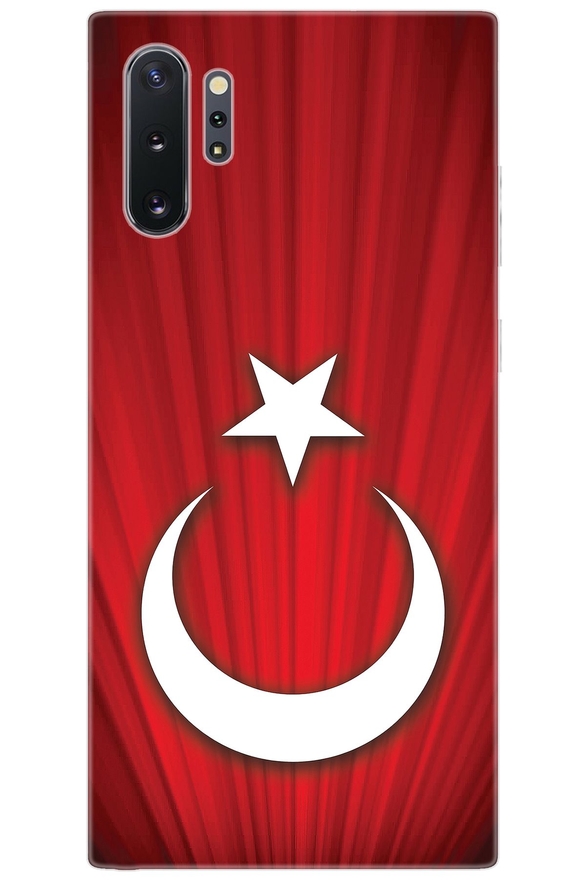 Ceppare Samsung Galaxy Note 10 PLUS (SM-N975F) Uyumlu Kılıf Desenli Silikon Türk Bayrağı STK:382 CP-Tm1E7vb