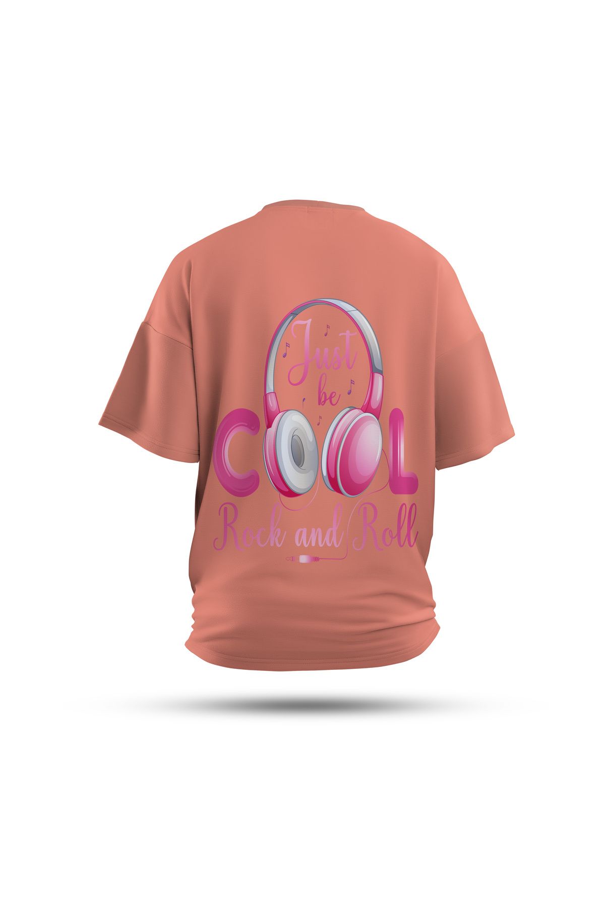 Zestia Unisex T-Shirt, Rock the Vibe Sırt Baskılı, Regular, %100 Pamuk, Somon T-Shirt No: 0290