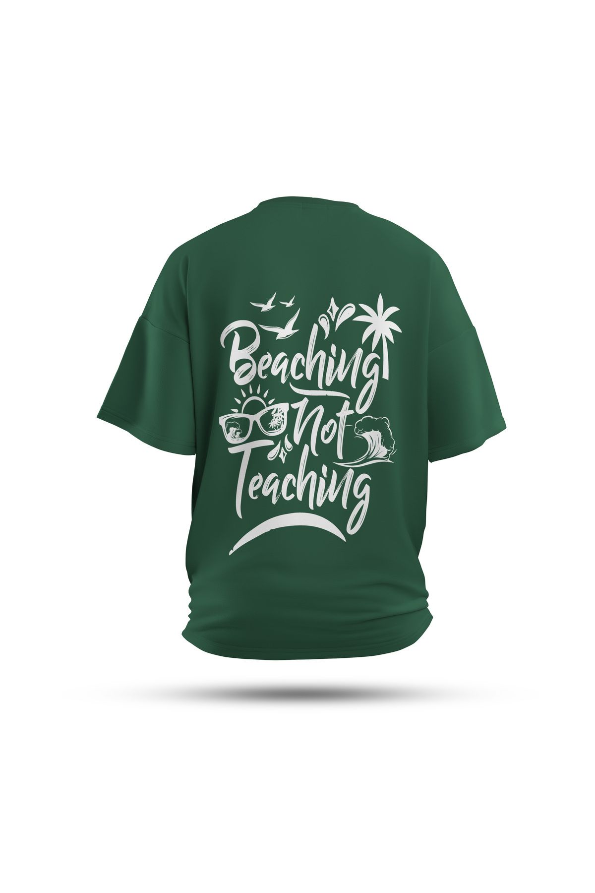 Zestia Unisex T-Shirt, Beach Rebel Sırt Baskılı, Regular, %100 Pamuk, Yeşil T-Shirt No: 0287