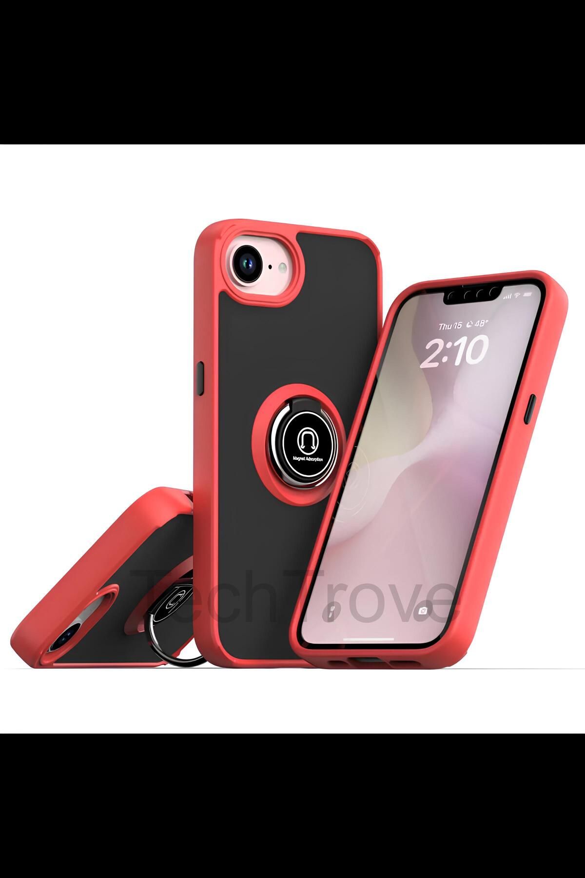 TechTrove iPhone 16E Kılıf Yüzüklü Stand Özellikli Darbe Korumalı Mat Silikon Kapak