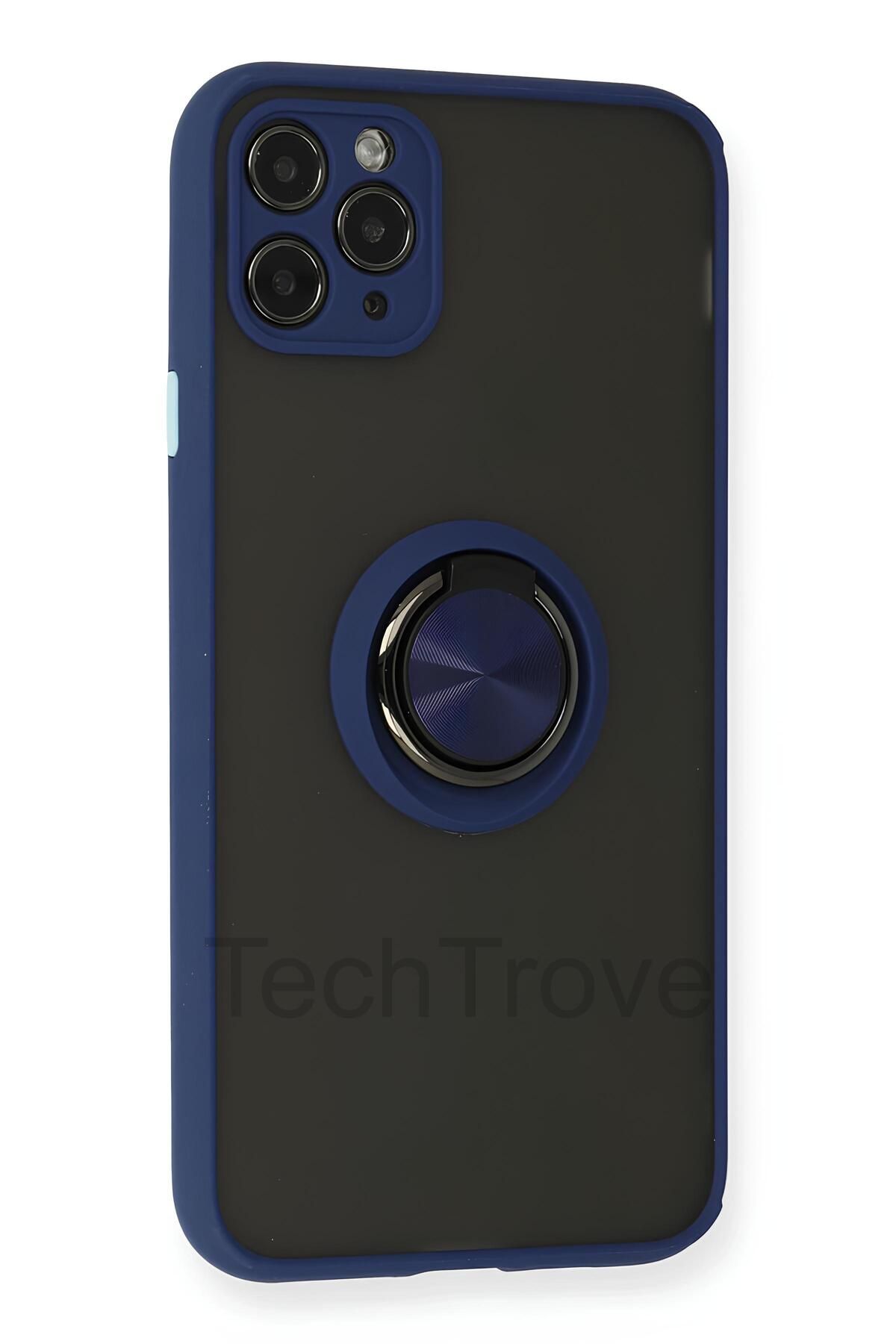 TechTrove iPhone 11 Pro Max Kılıf Yüzüklü Stand Özellikli Darbe Korumalı Mat Silikon Kapak