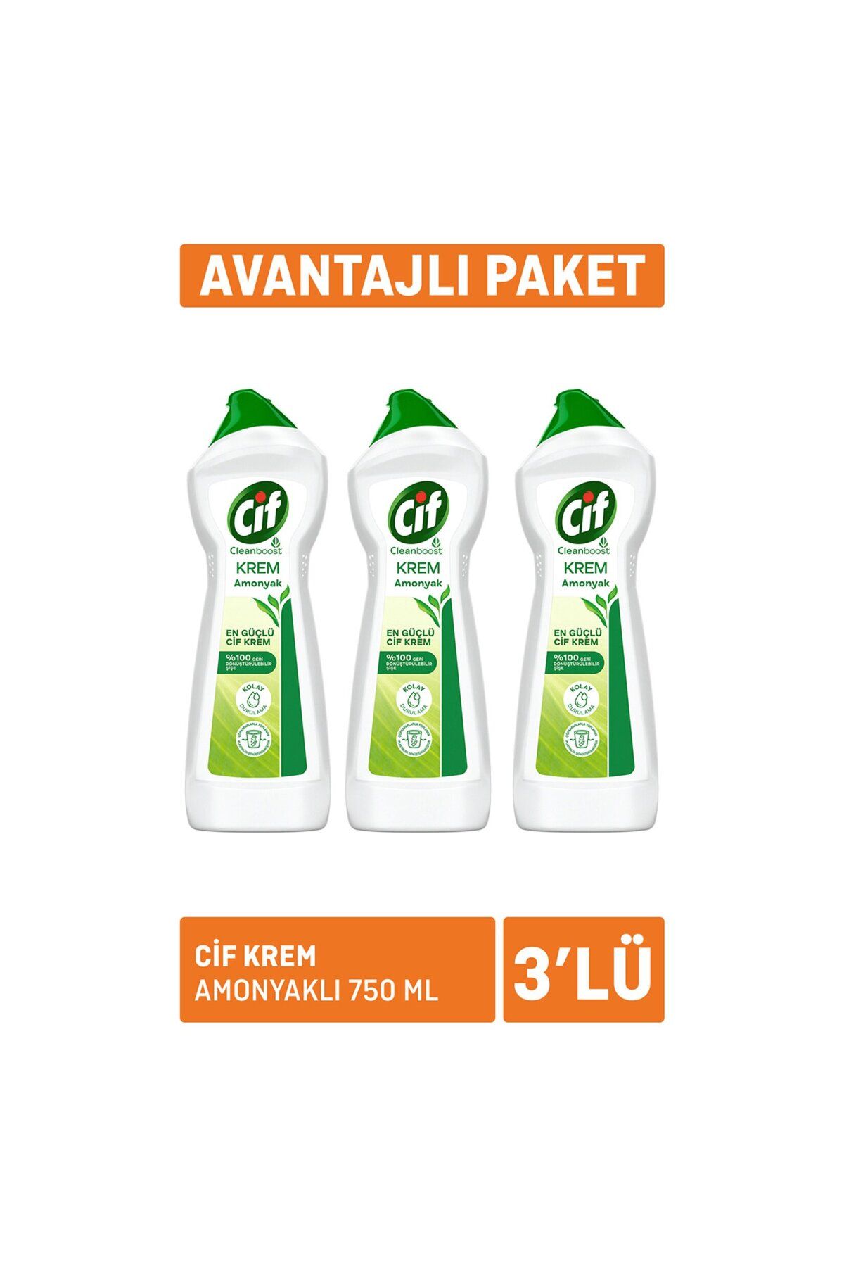 Cif Krem Amonyaklı 3 x 750Ml