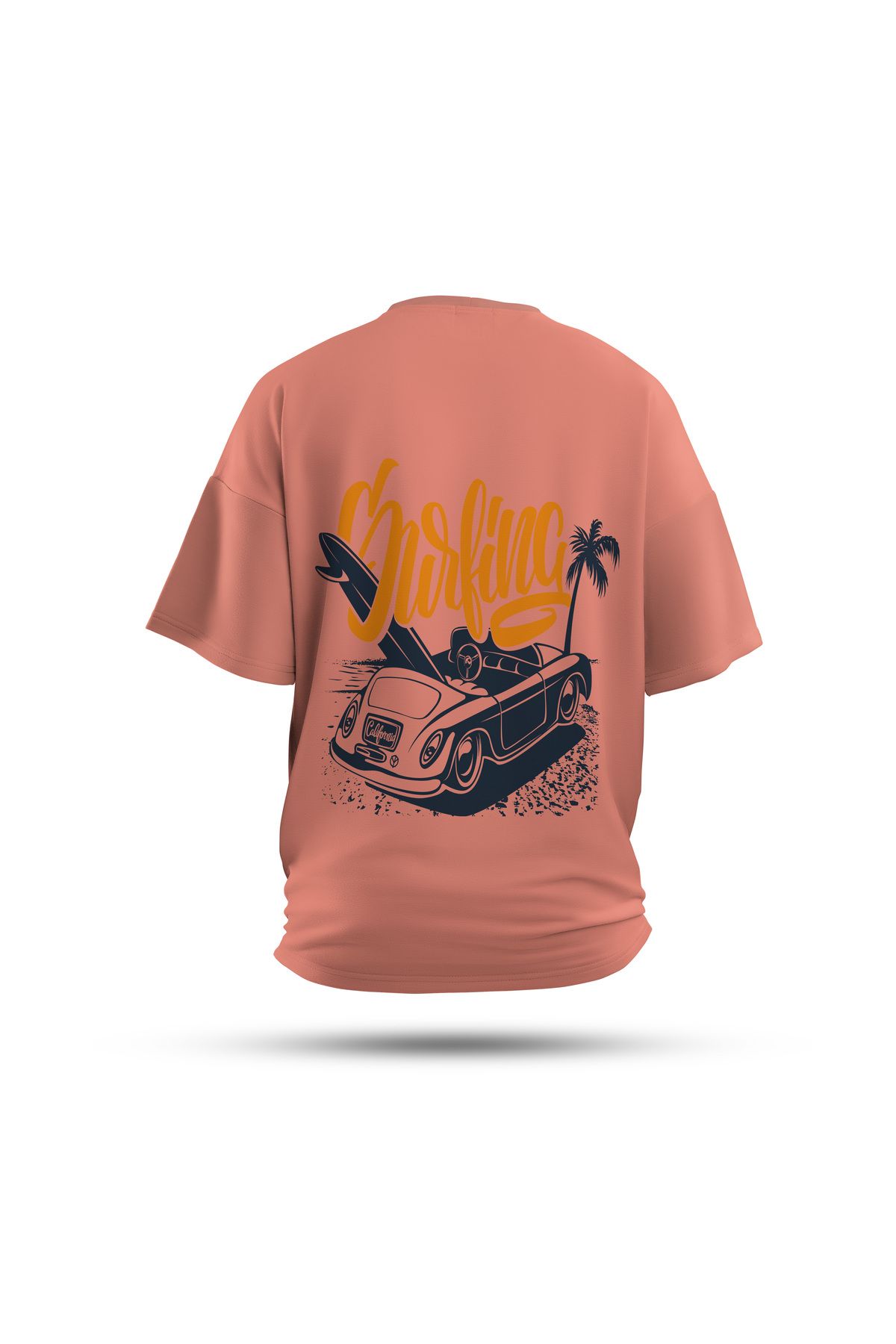 Zestia Unisex T-Shirt, Summer Sırt Baskılı, Regular, %100 Pamuk, Somon T-Shirt No: 0277
