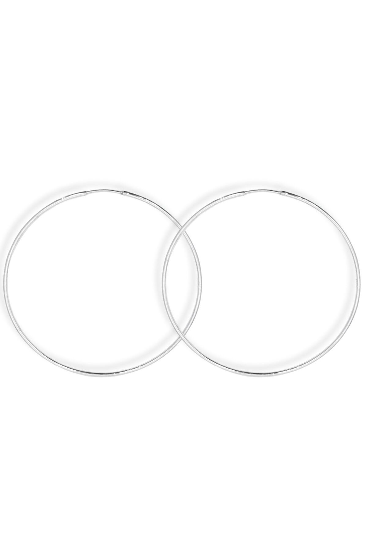oya silver İnce Gümüş Halka Küpe 1.5mm-6.5x6.5CM