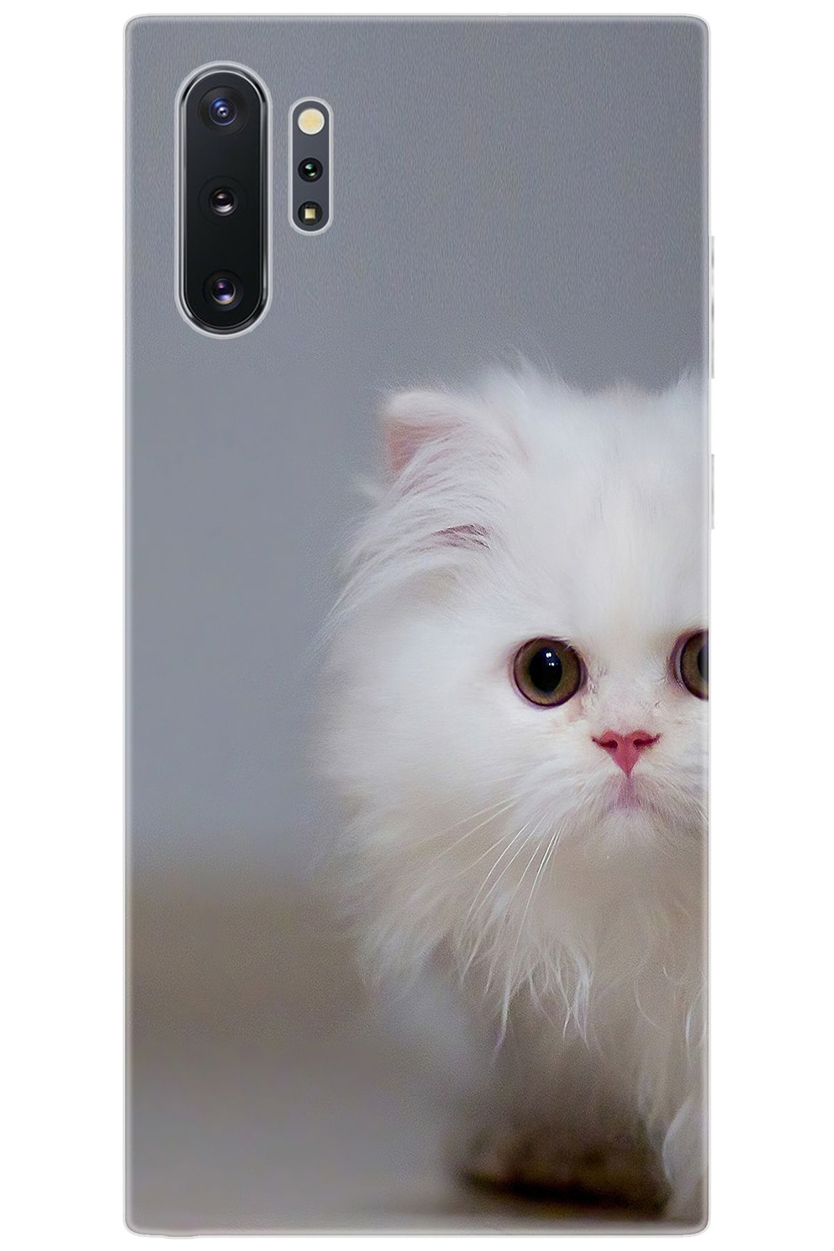 Ceppare Samsung Galaxy Note 10 PLUS (SM-N975F) Uyumlu Kılıf Desenli Silikon Beyaz Kedi STK:139 CP-9uy46F5
