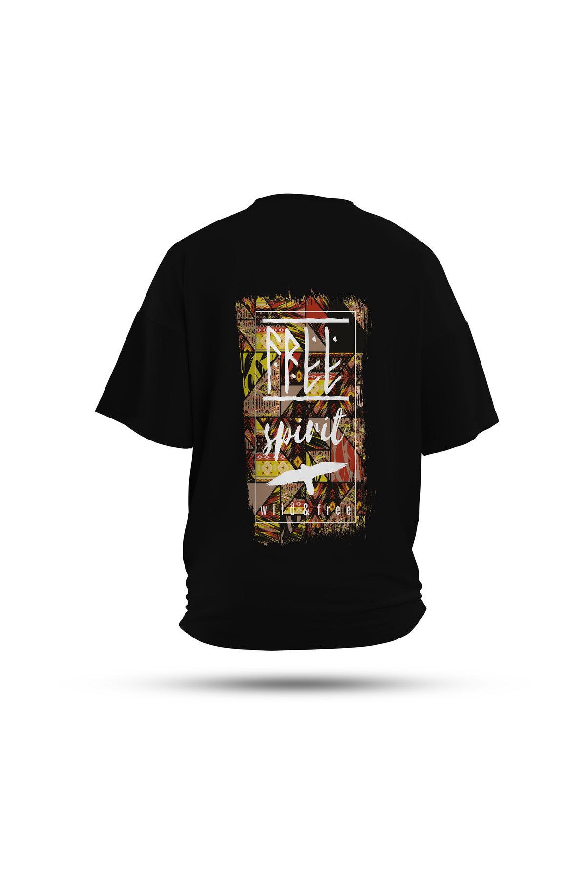 Zestia Unisex T-Shirt, Spirit Wings Sırt Baskılı, Regular, %100 Pamuk, Siyah T-Shirt No: 0264