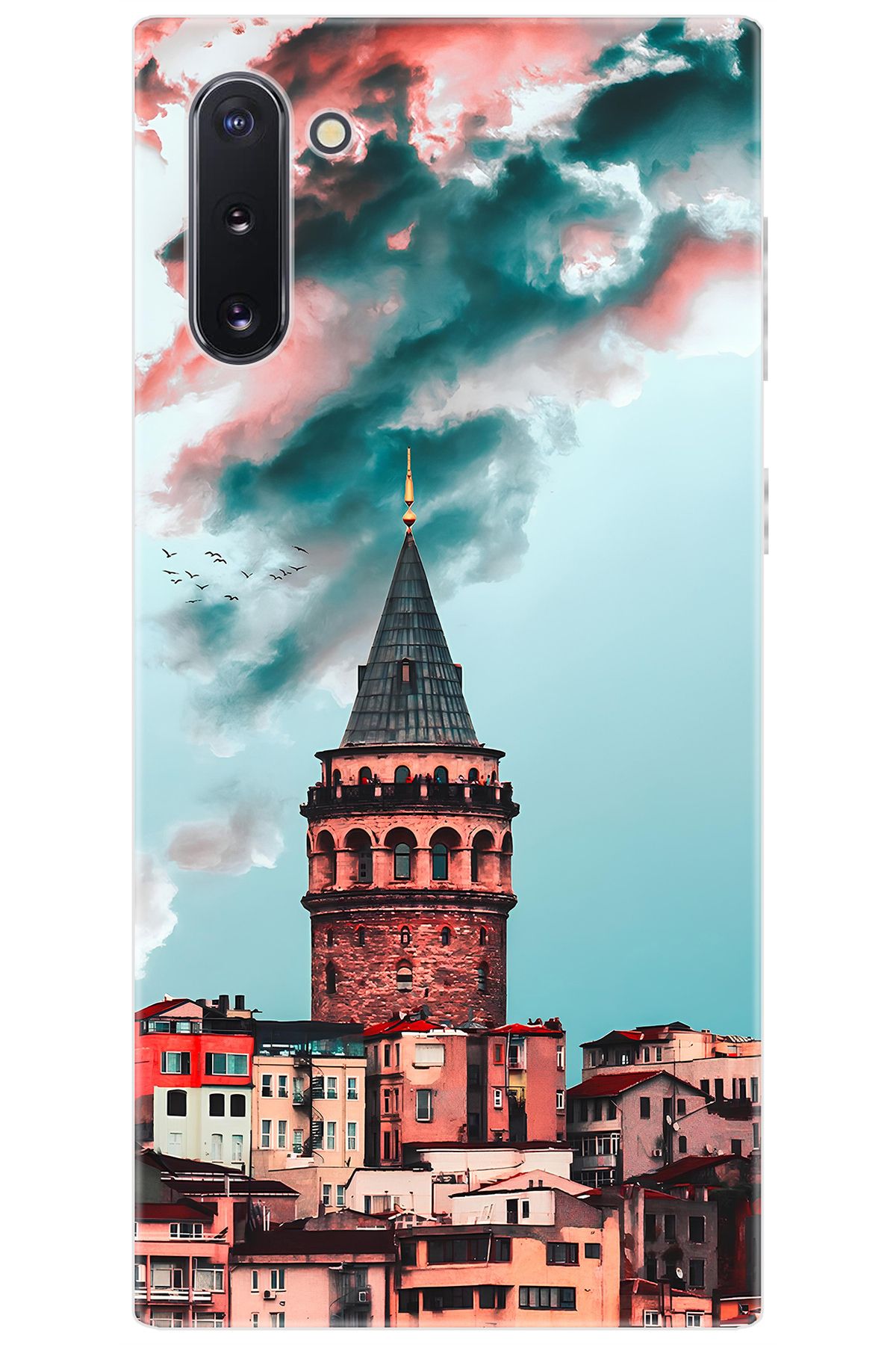 Ceppare Samsung Galaxy Note 10 (SM-N970F) Uyumlu Kılıf Desenli Silikon Galata Kulesi STK:688 CP-xWsE6kW