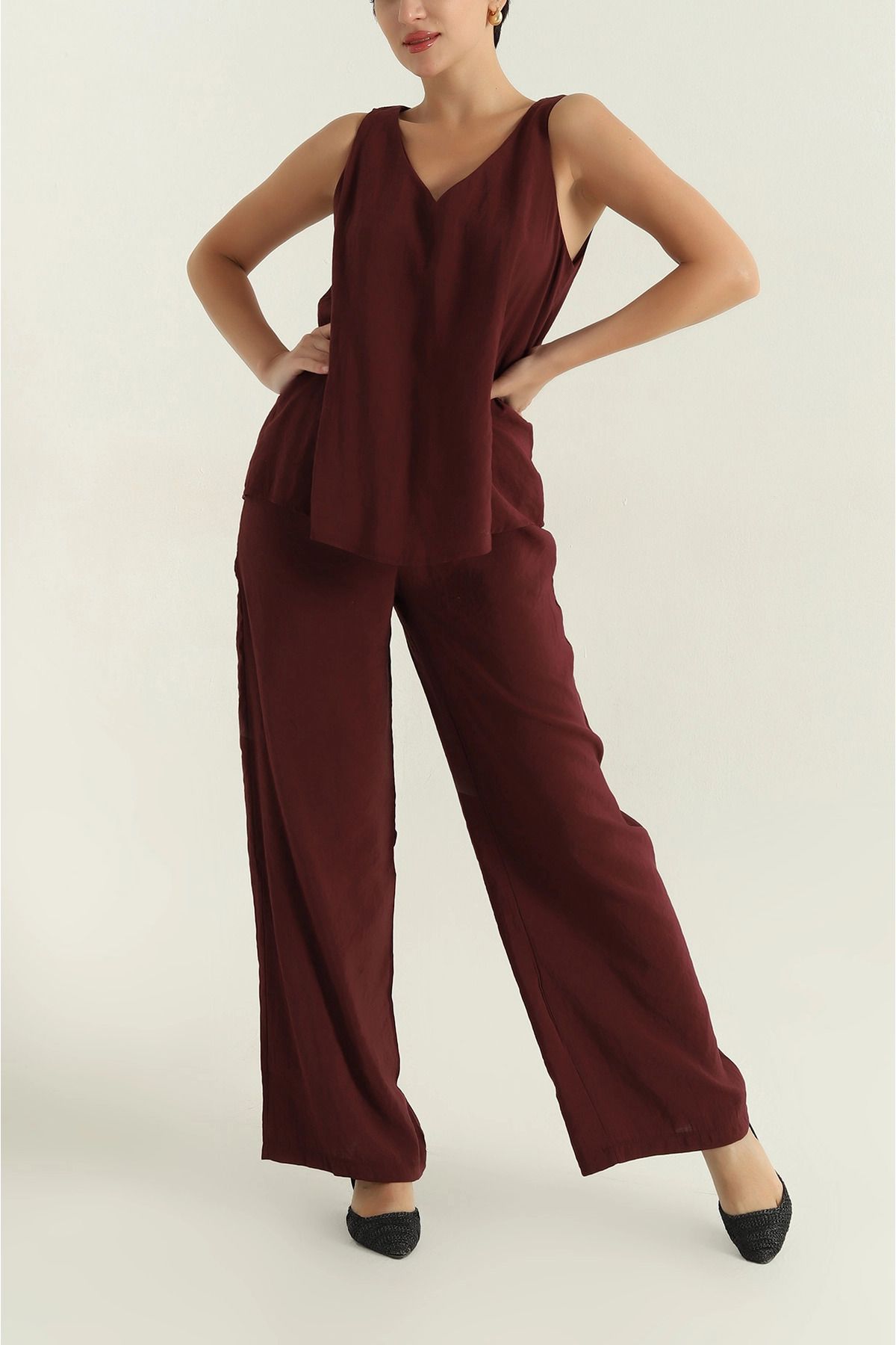 Secret Passion Lingerie Bordo Pantolon Bluz Modal Kadın İkili Takım