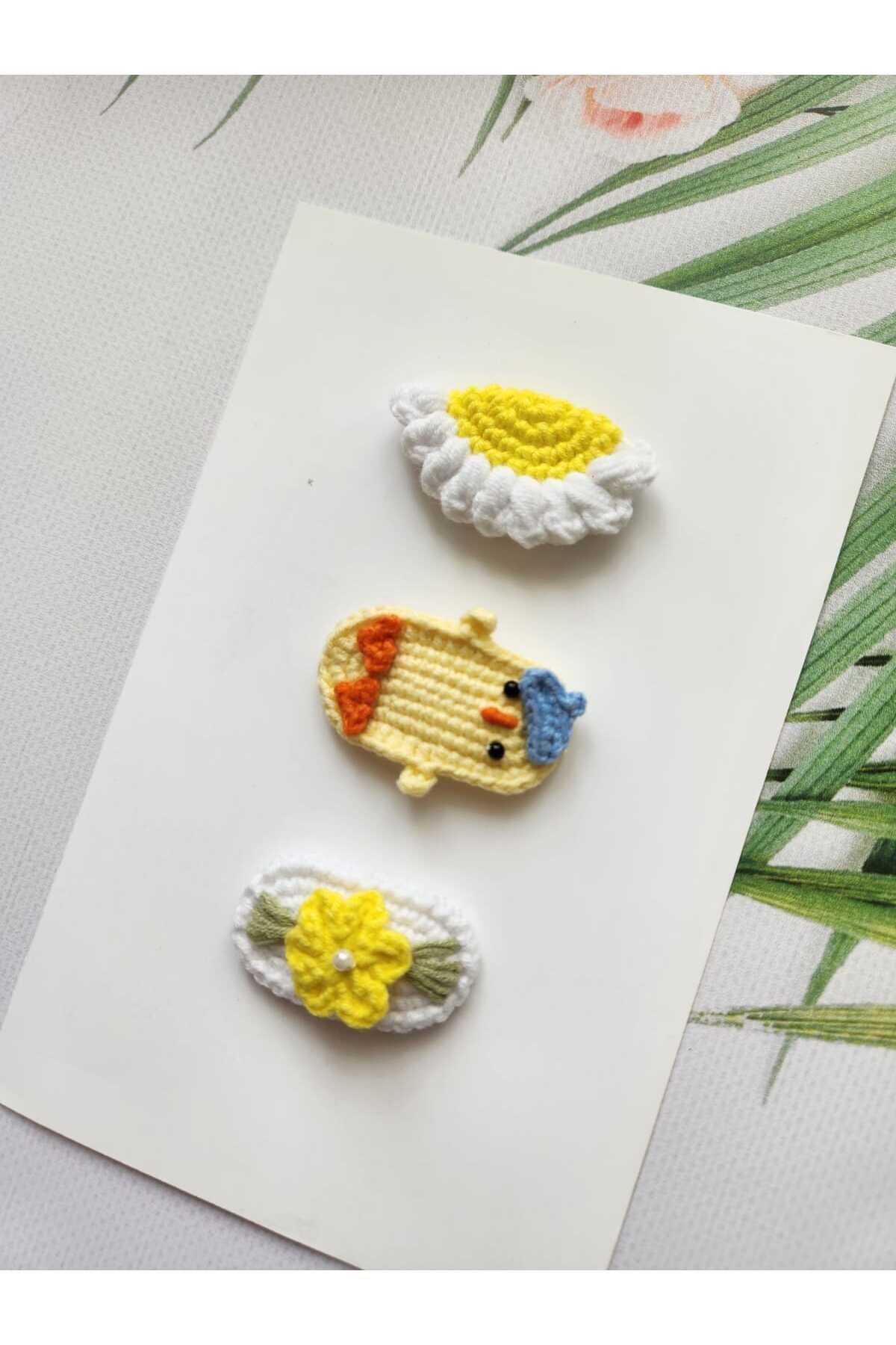 Kadın Girişimciler Atölyesi Yenidoğan Bebek Tokası El Emeği Karma 3'lü Klips Saçsız Bebek Tokası Handmade Bebek Hediyelik