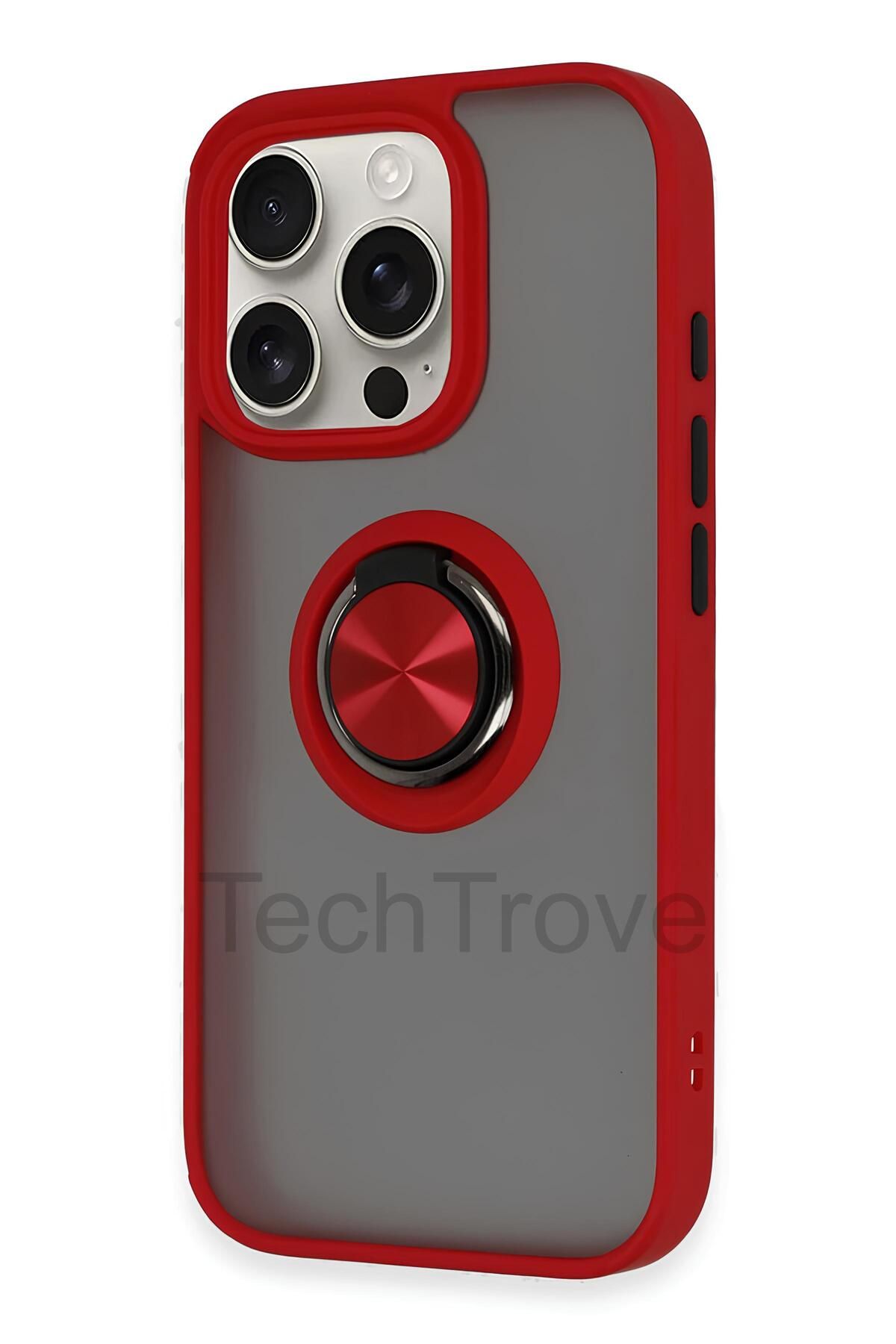 TechTrove iPhone 16 Pro Max Kılıf Yüzüklü Stand Özellikli Darbe Korumalı Mat Silikon Kapak