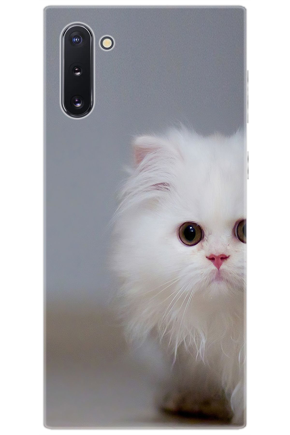 Ceppare Samsung Galaxy Note 10 (SM-N970F) Uyumlu Kılıf Desenli Silikon Beyaz Kedi STK:139 CP-Rq95Qzh