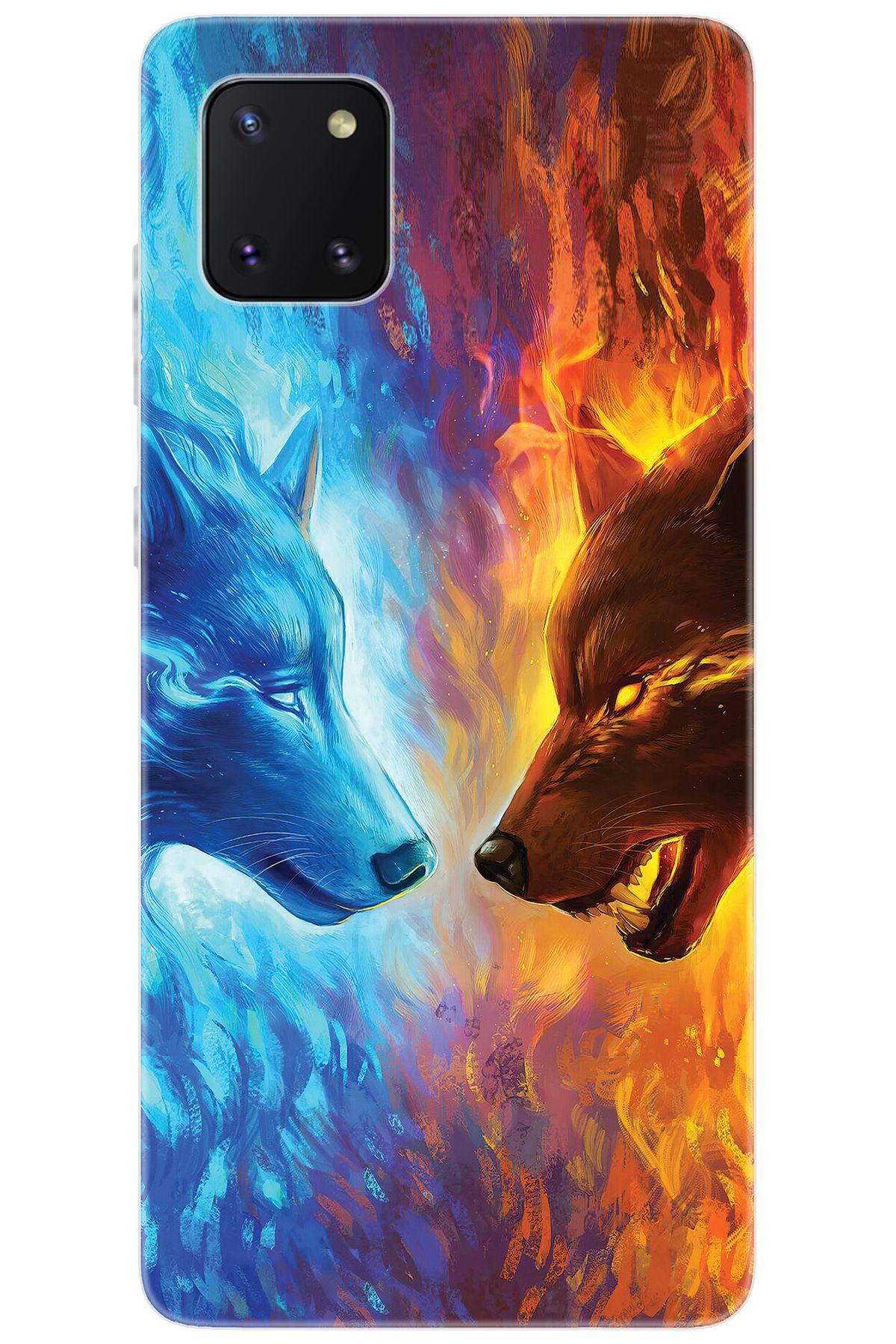 Ceppare Samsung Galaxy Note 10 Lite (SM-N770F) Uyumlu Kılıf Desen Silikon Alev ve Kurtlar STK:489 CP-tjheUm2