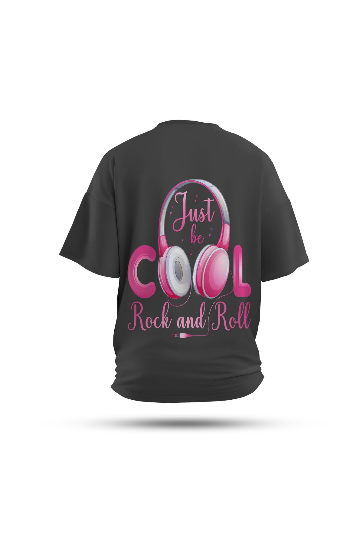 Zestia Unisex T-Shirt, Rock the Vibe Sırt Baskılı, Regular, %100 Pamuk, Antrasit T-Shirt No: 0290