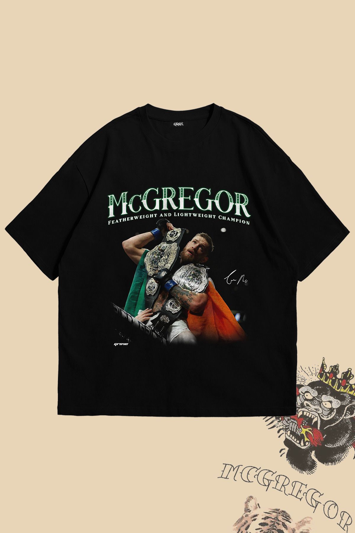 Grove Fashion Conor McGregor Zafer Baskılı Unisex Oversize T-Shirt