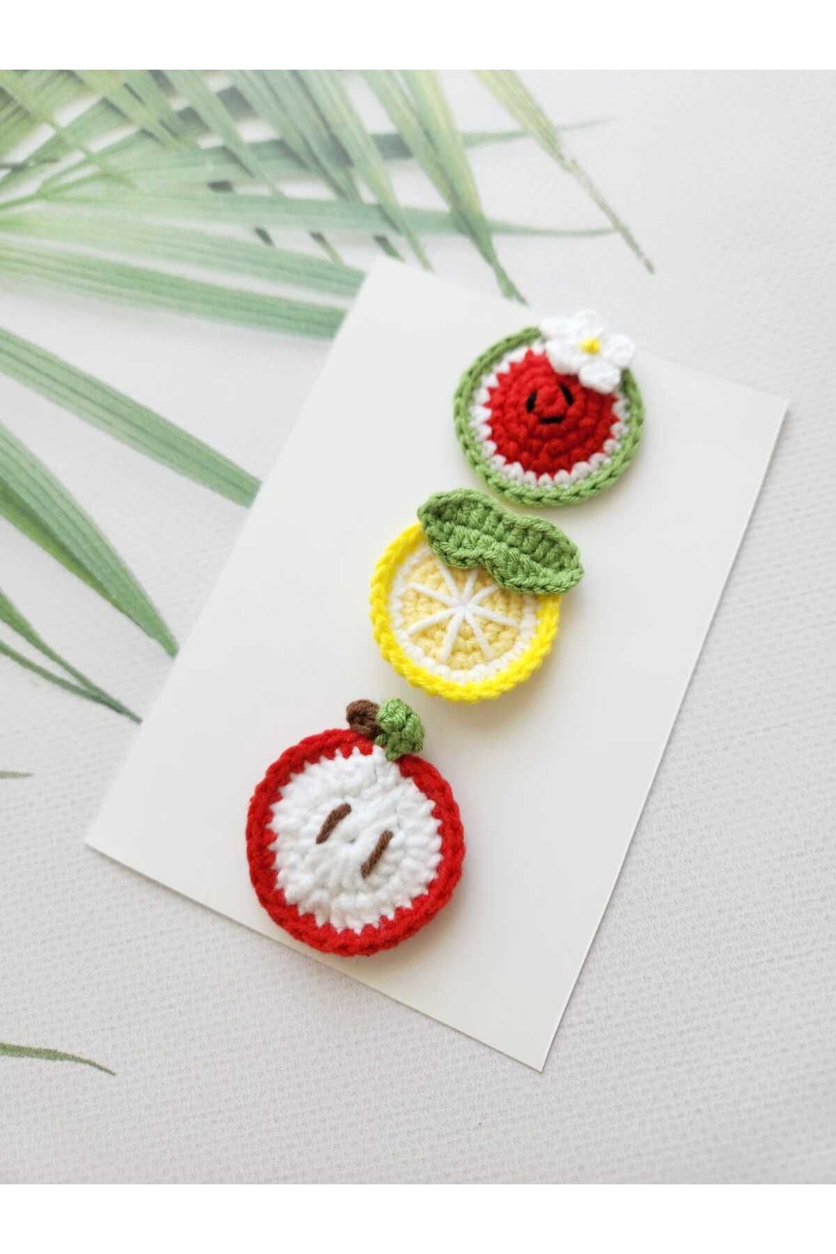 Kadın Girişimciler Atölyesi Meyveli Model Bebek Tokası El Emeği 3'lü Klips Saçsız Bebek Tokası Handmade Bebek Hediyelik