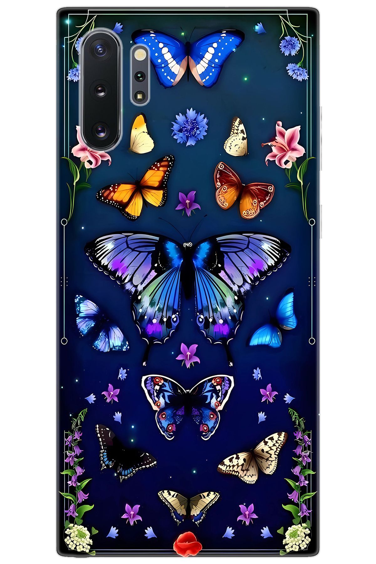 Ceppare Samsung Galaxy Note 10 PLUS (SM-N975F) Uyumlu Kılıf Desenli Silikon Kelebek STK:669 CP-qwUH3fB