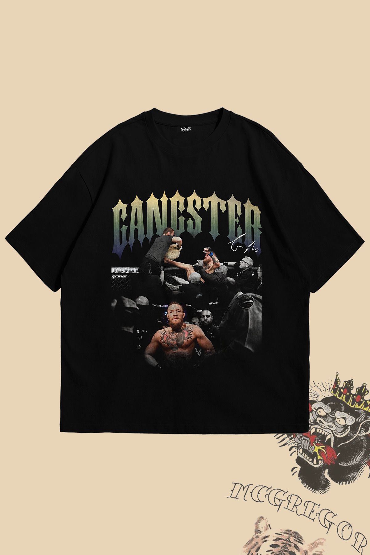 Grove Fashion Conor McGregor vs Khamzat Öfke Baskılı Unisex Oversize T-Shirt