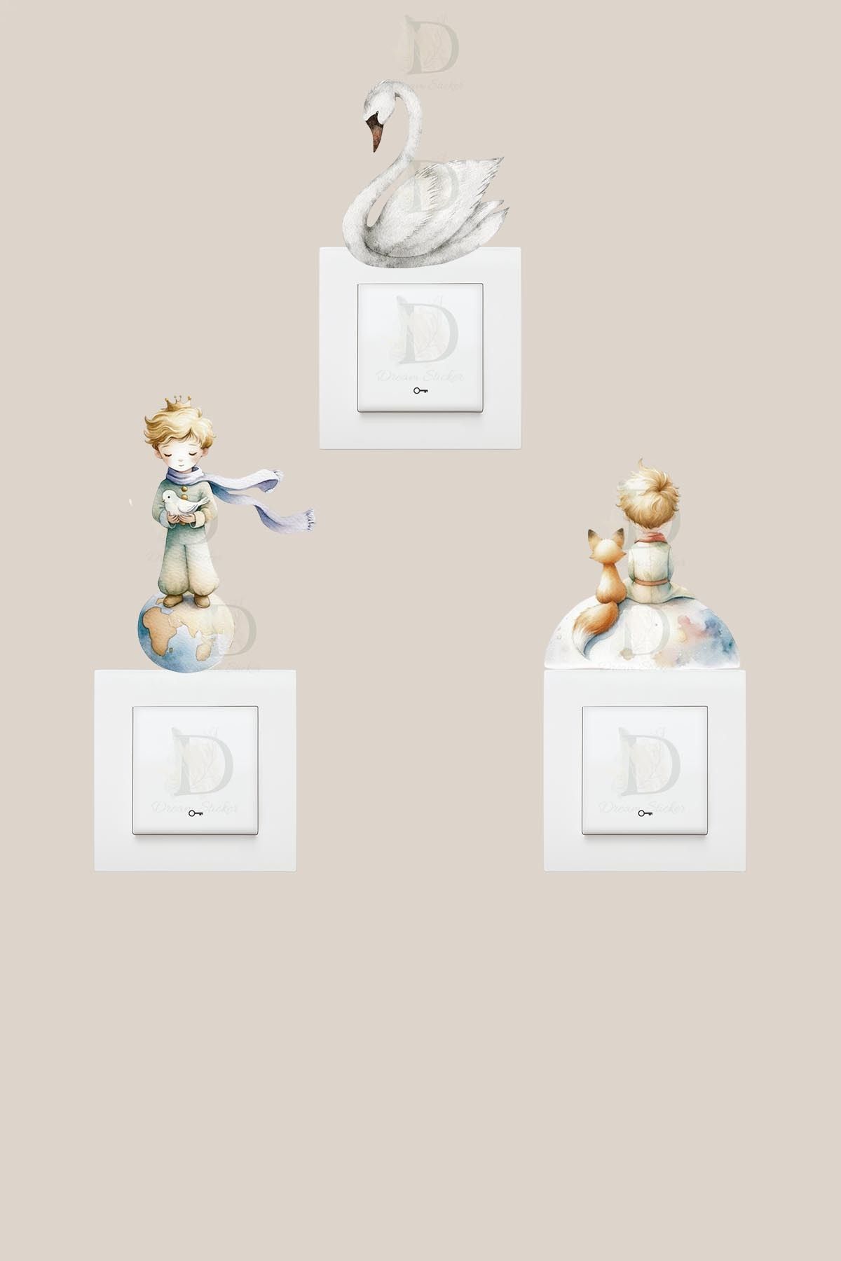 KT Decor Küçük Prens 3'lü Priz Sticker Seti