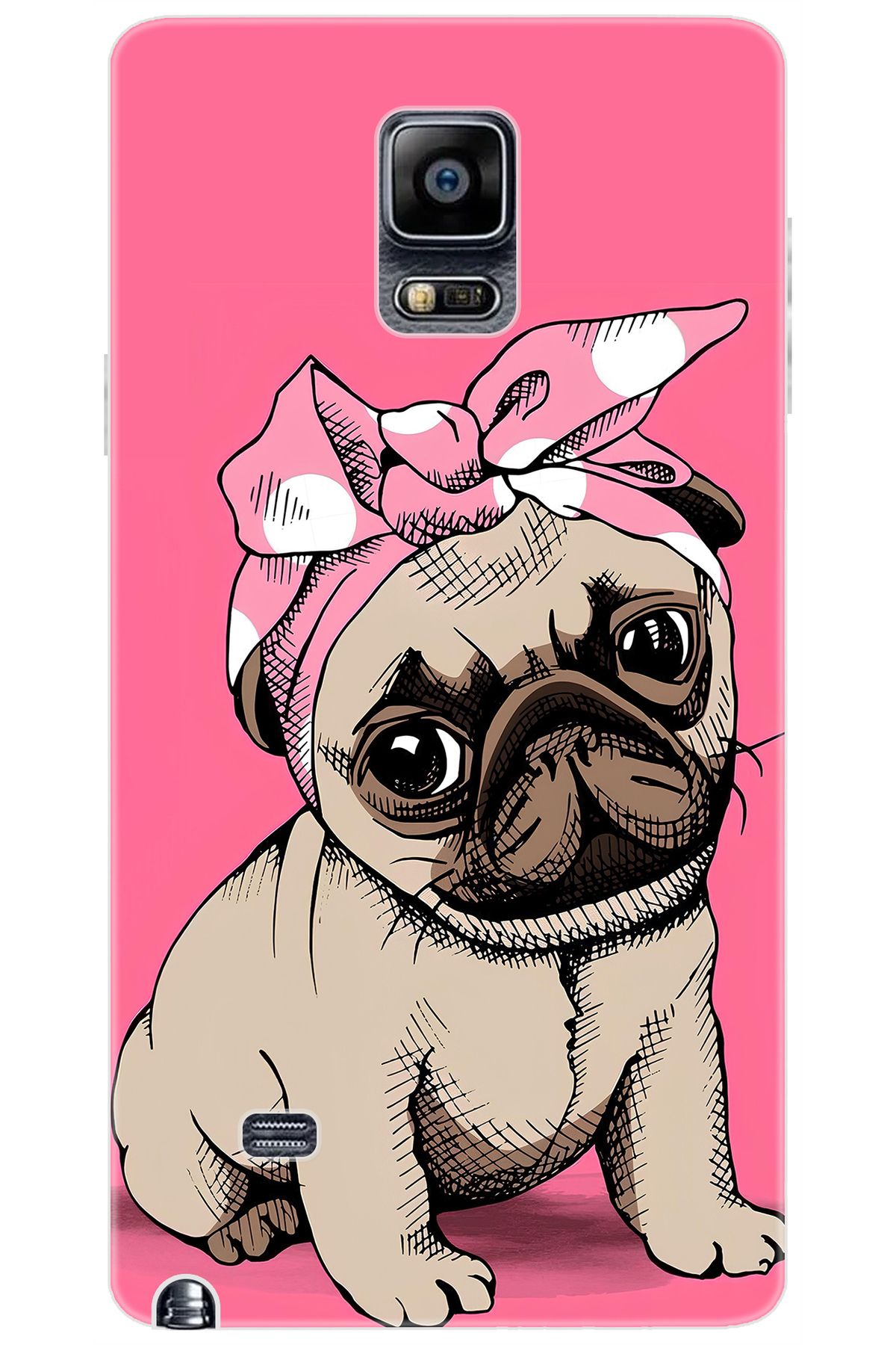 Ceppare Samsung Galaxy Note 4 (SM-N910F) Uyumlu Kılıf Desenli Silikon Sevimli Pug STK:748 CP-7bnHybI