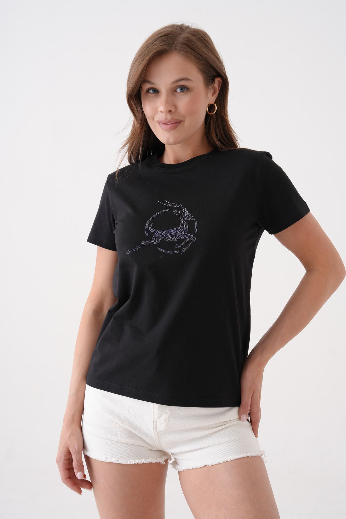 DORCASFIT CrystalGrace | Taş Baskılı T-Shirt