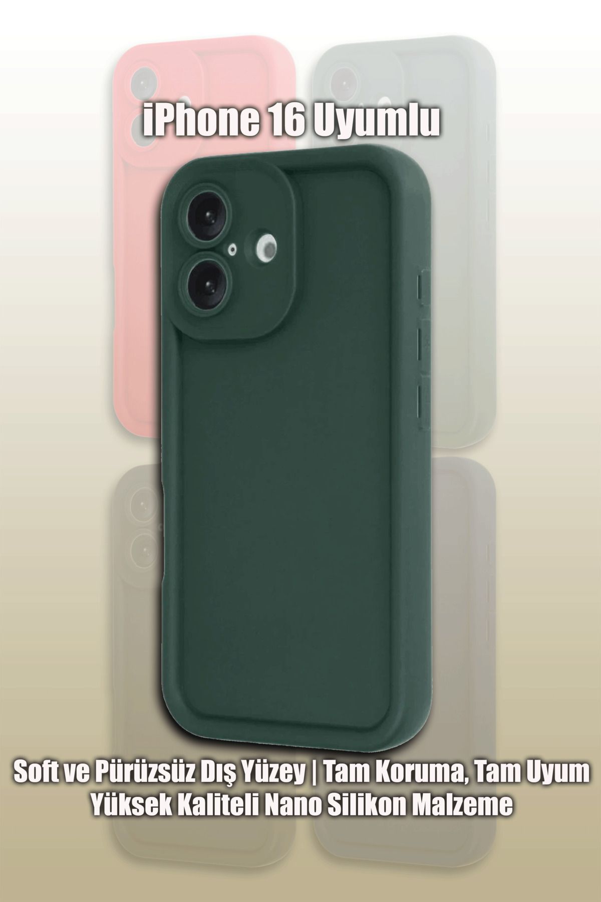 mobrika iPhone 16 Uyumlu Viera Kamera ve Ekran Çevresinde Yükseltilmiş Kenarlıklı Silikon Telefon Kılıfı