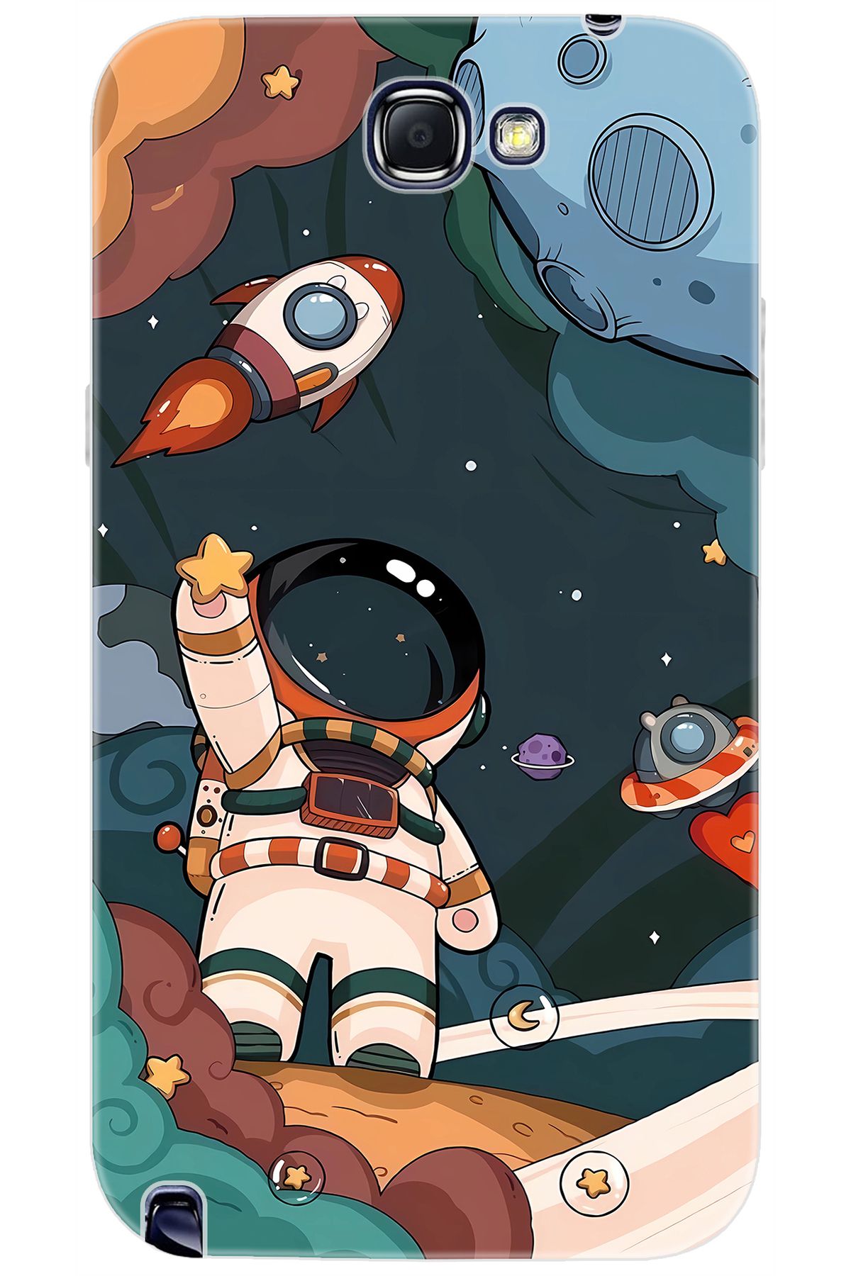 Ceppare Samsung Galaxy Note 2 (GT-N7100) Uyumlu Kılıf Desenli Silikon Astronot STK:696 CP-4EppGG7