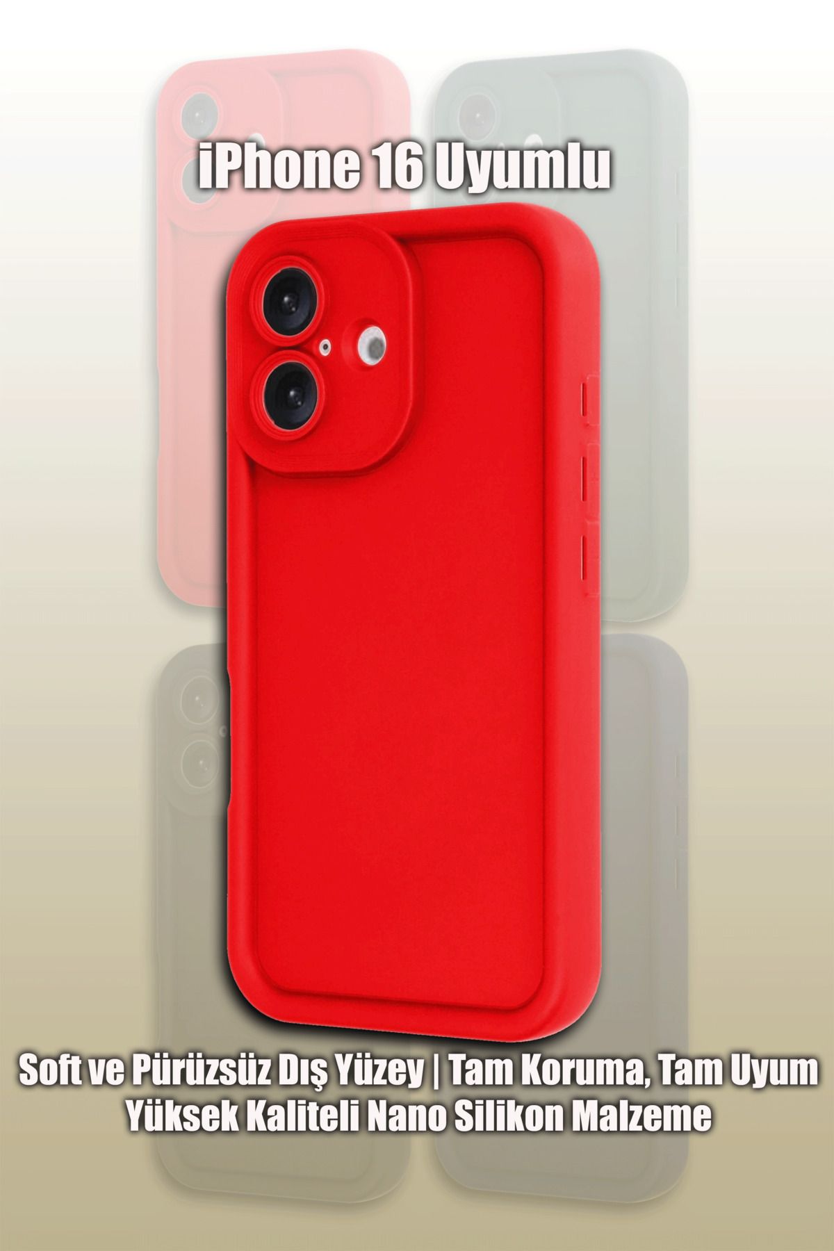 mobrika iPhone 16 Uyumlu Viera Kamera ve Ekran Çevresinde Yükseltilmiş Kenarlıklı Silikon Telefon Kılıfı
