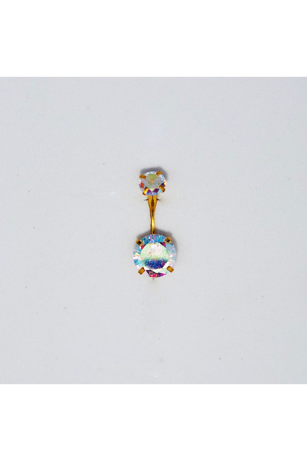 Piercing by Sever HOLOGRAFİK ŞEFFAF TAŞLI MODEL CERRAHİ ÇELİK GÖBEK BELLY PIERCING… ALTIN/GOLD RENKLİ.