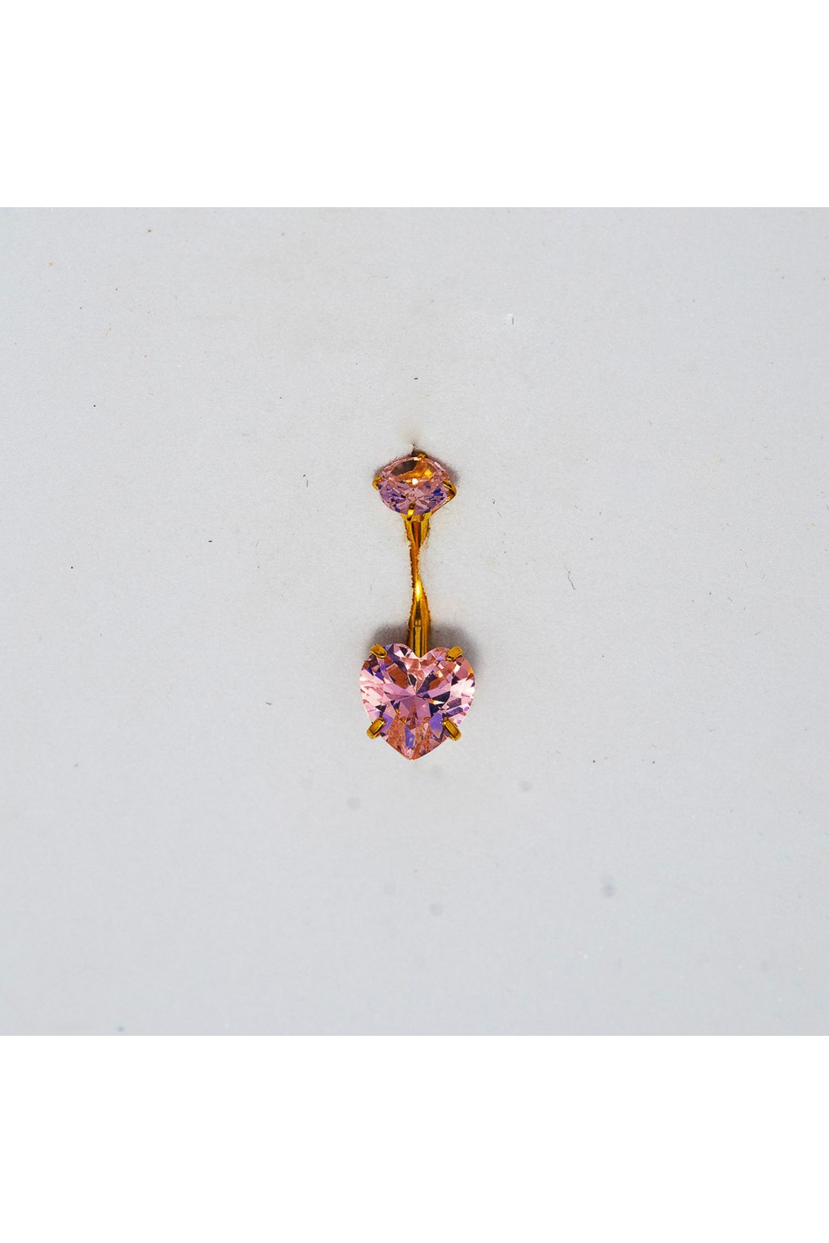 Piercing by Sever PEMBE TAŞLI KALP CERRAHİ ÇELİK GÖBEK BELLY PIERCING… ALTIN/GOLD RENKLİ ve ŞEFFAF TAŞLI.