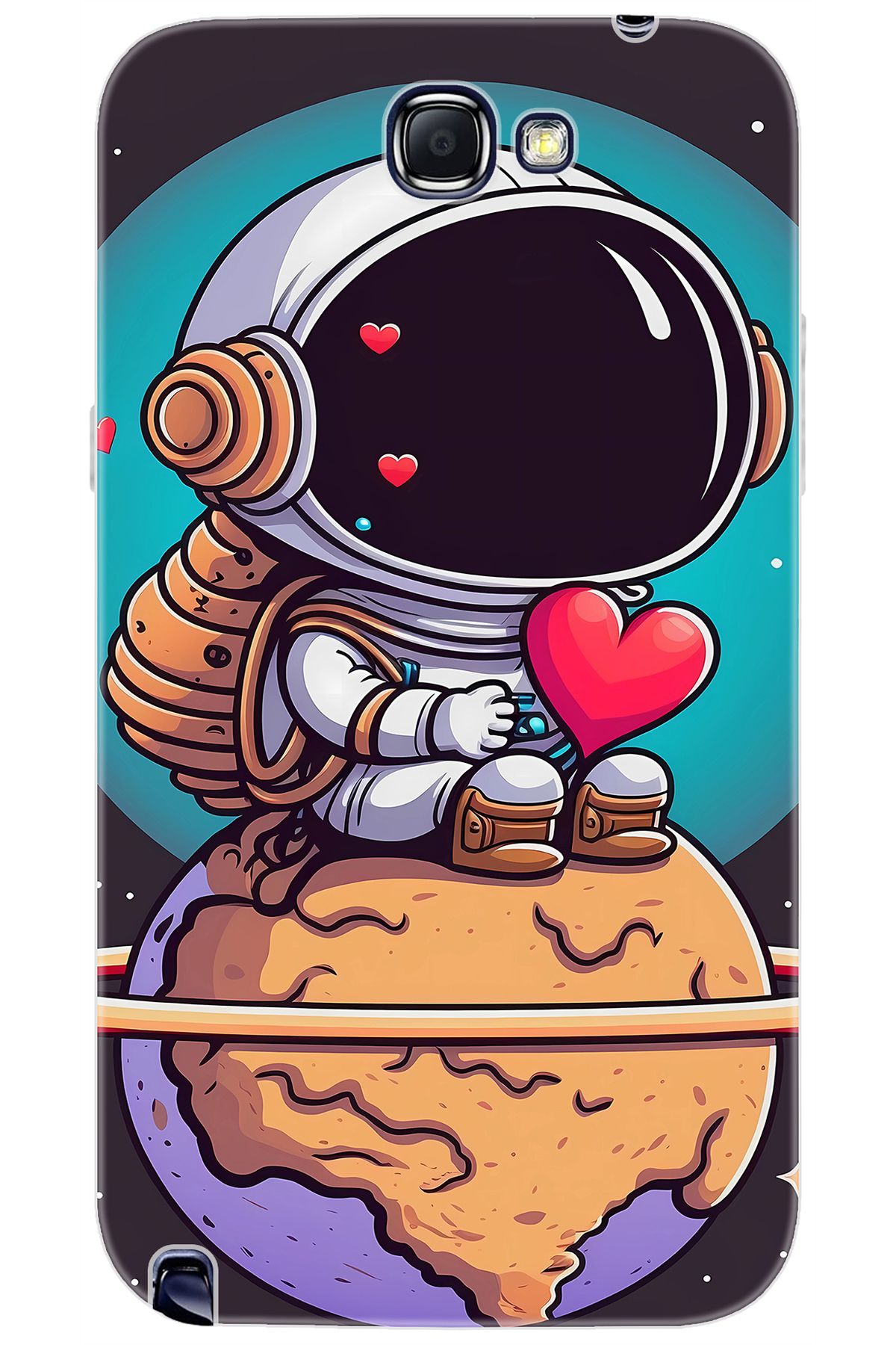 Ceppare Samsung Galaxy Note 2 (GT-N7100) Uyumlu Kılıf Desenli Silikon Astronot Seri STK:1007 CP-cLqnRgb
