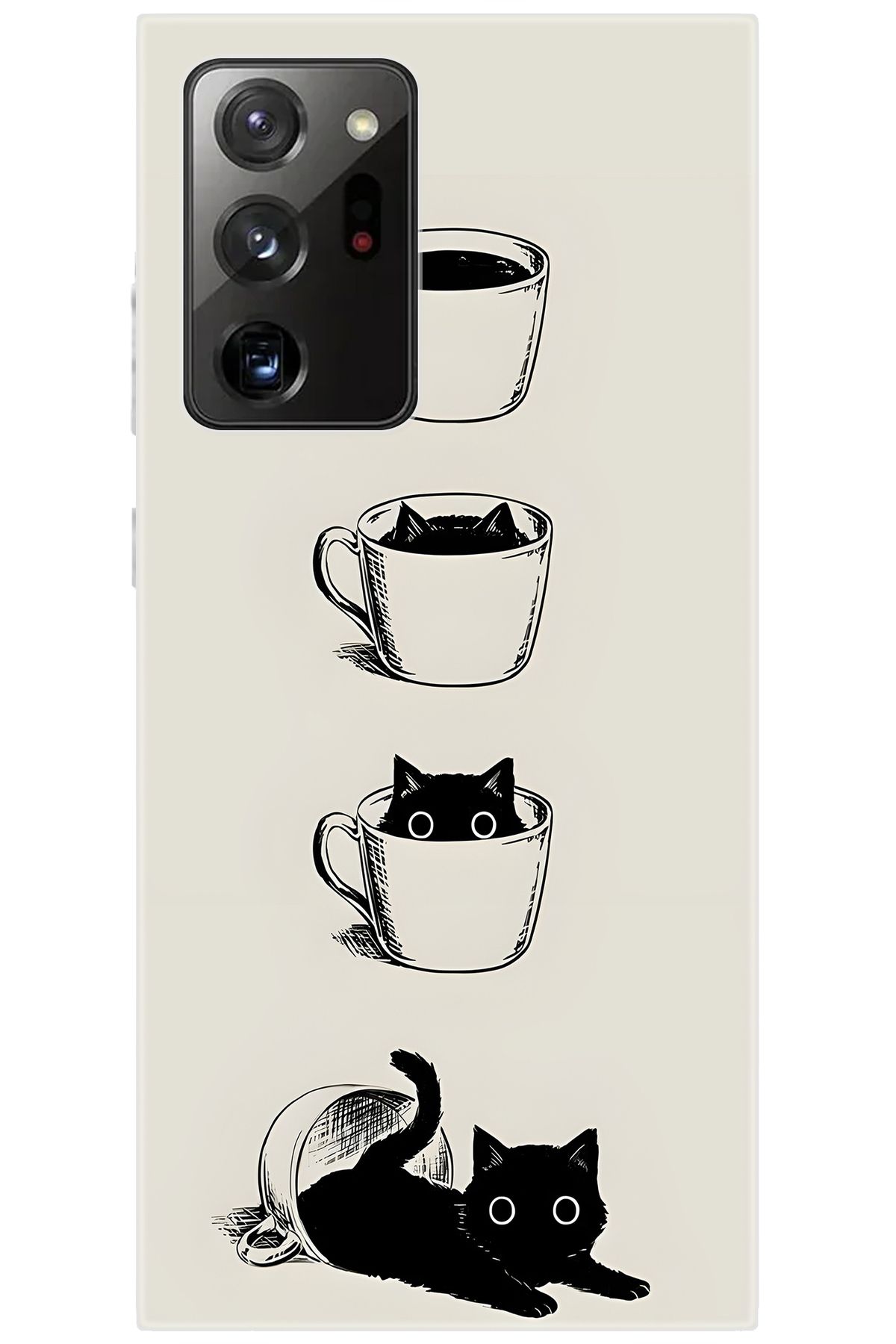 Ceppare Samsung Galaxy Note 20 ULTRA SM-N985F Uyumlu Kılıf Desenli Silikon Kedi ve Kahve STK:707 CP-oNopLAX
