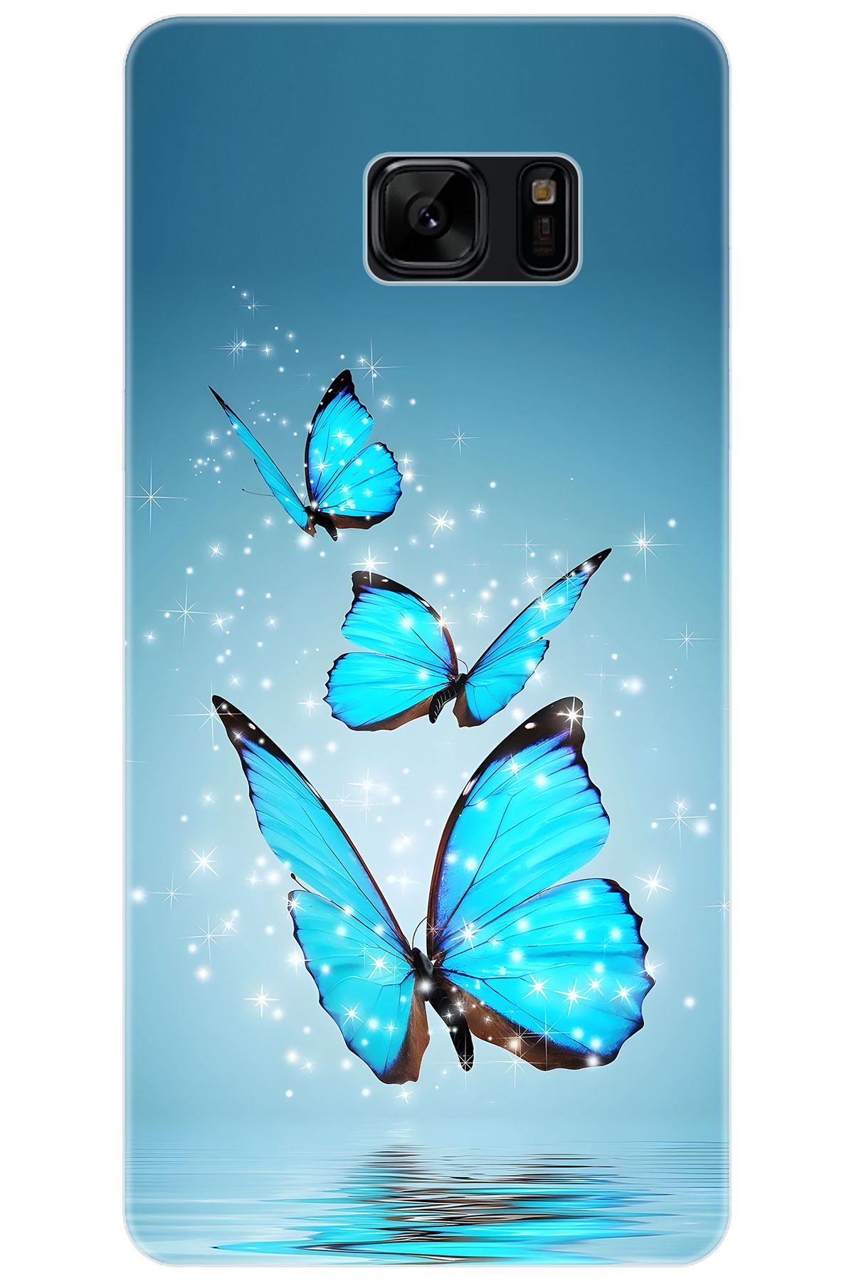 Ceppare Samsung Galaxy Note FE (SM-N935F) Uyumlu Kılıf Desenli İnce Silikon Mavi Kelebek STK:710 CP-CEeyt9I