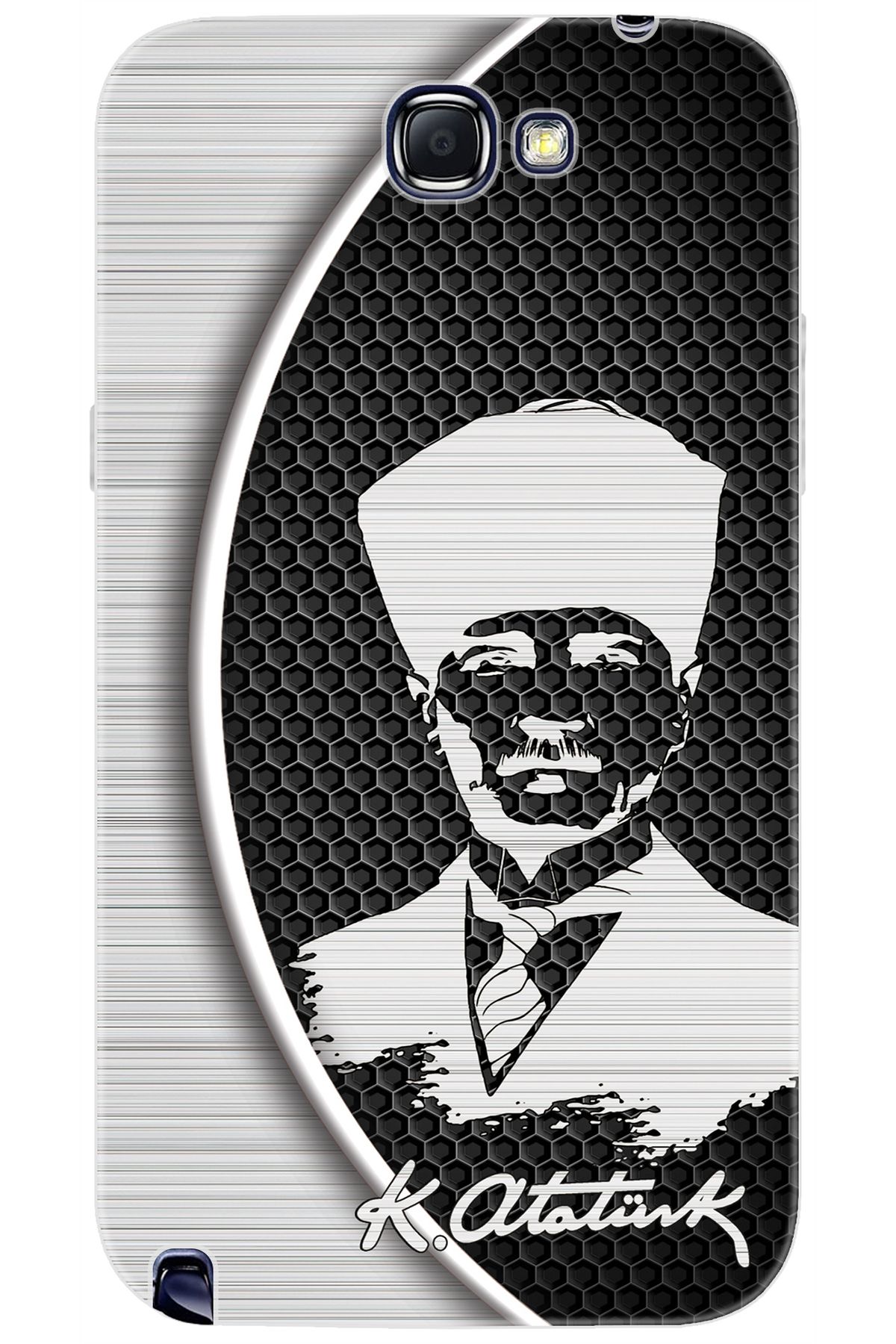 Ceppare Samsung Galaxy Note 2 (GT-N7100) Uyumlu Kılıf Desenli Silikon Atatürk Tasarım STK:398 CP-fpPjvHj