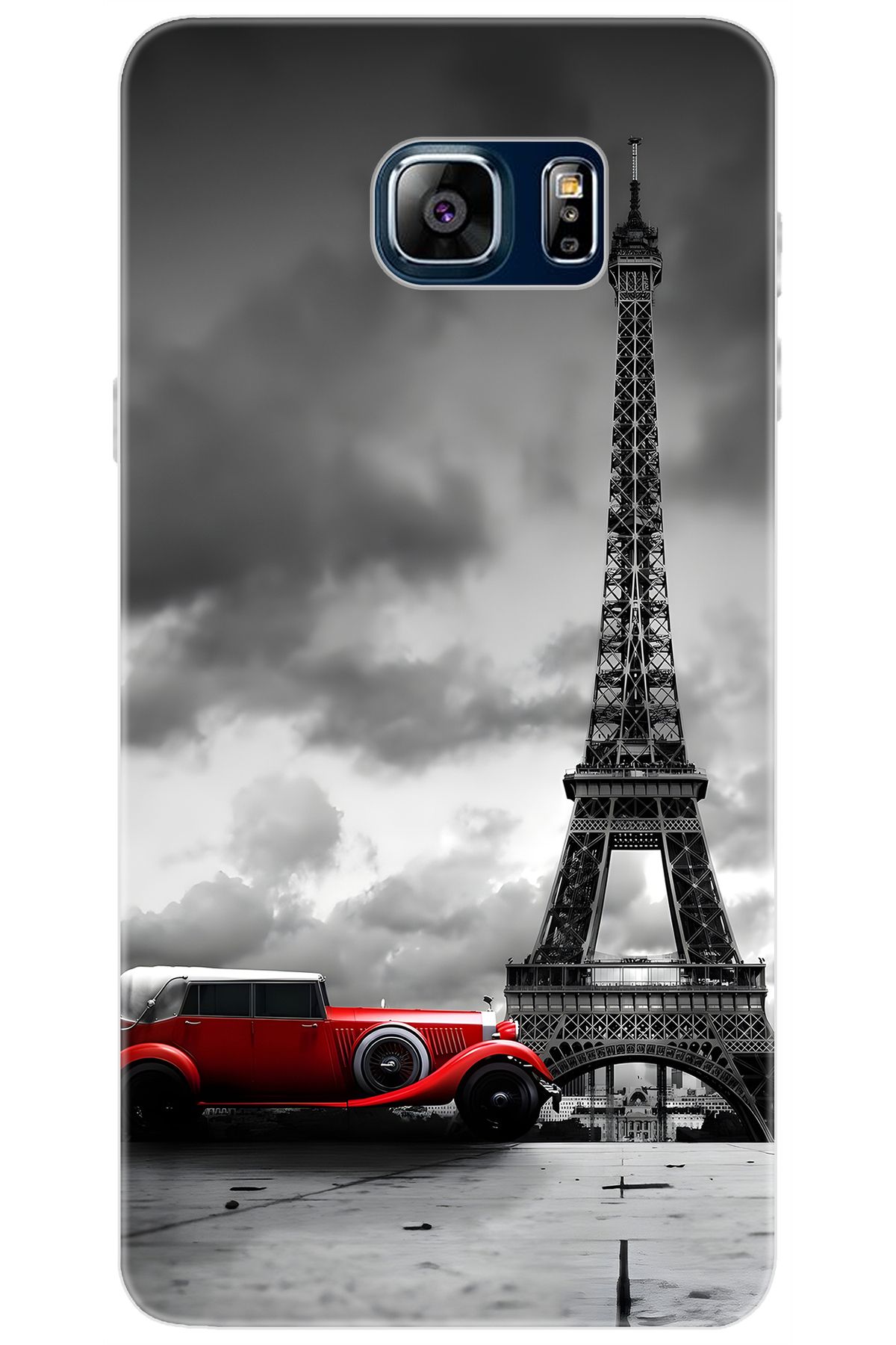 Ceppare Samsung Galaxy Note 5 (SM-N910F) Uyumlu Kılıf Desenli Silikon Eyfel Araba STK:709 CP-EB31Q0X
