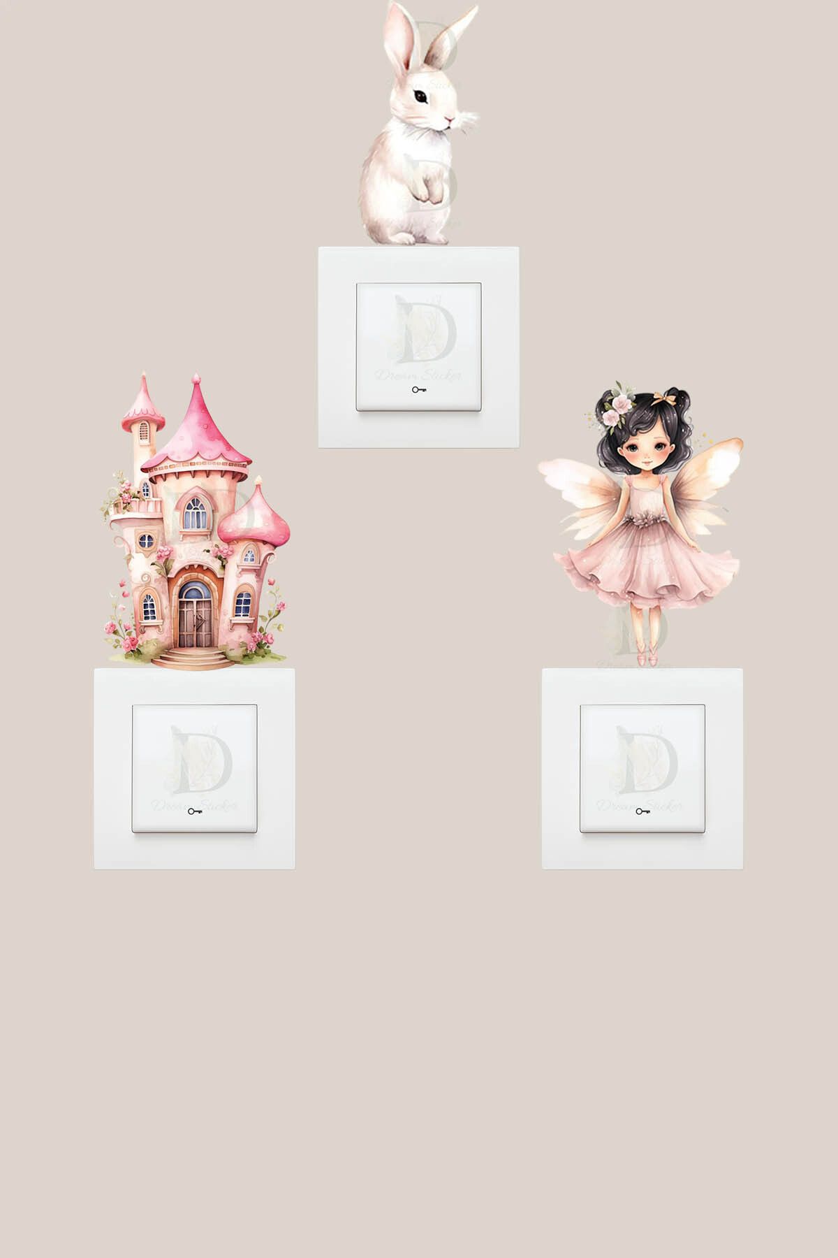 KT Decor Peri Masalı 3'lü Priz Sticker Seti