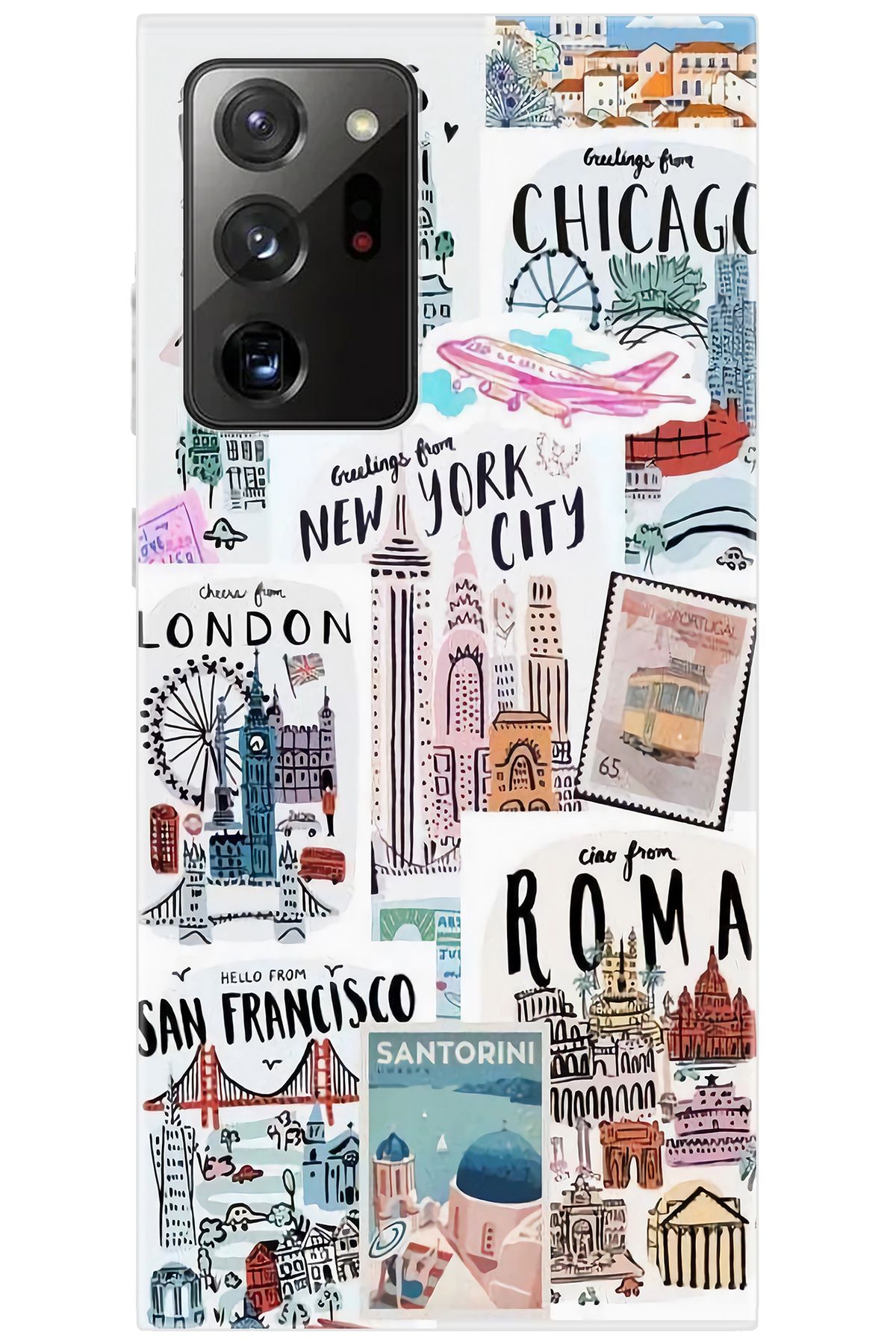 Ceppare Samsung Galaxy Note 20 ULTRA (SM-N985F) Uyumlu Kılıf Desen Silikon Newyork London STK:624 CP-1rnjvik