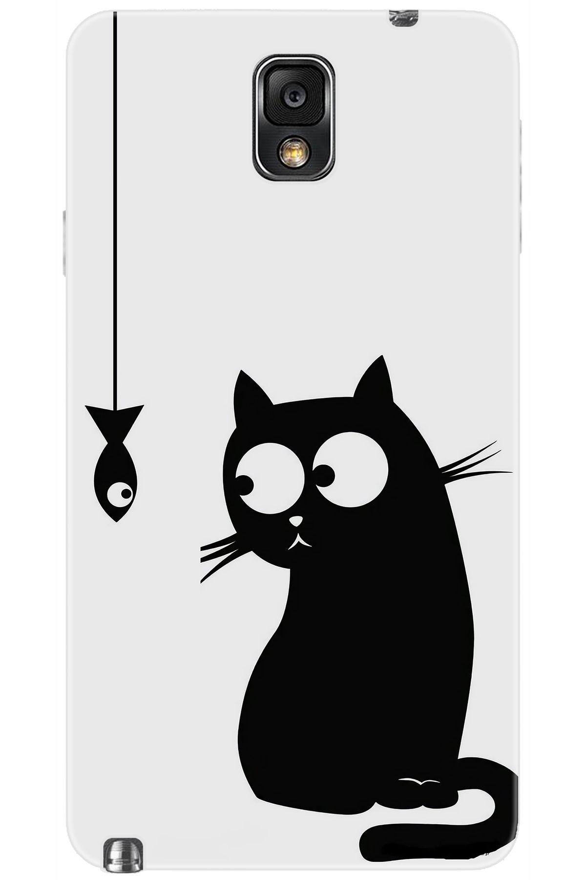 Ceppare Samsung Galaxy Note 3 (SM-N9000Q) Uyumlu Kılıf Desenli Silikon Balık ve Kedi STK:747 CP-l28cYgu