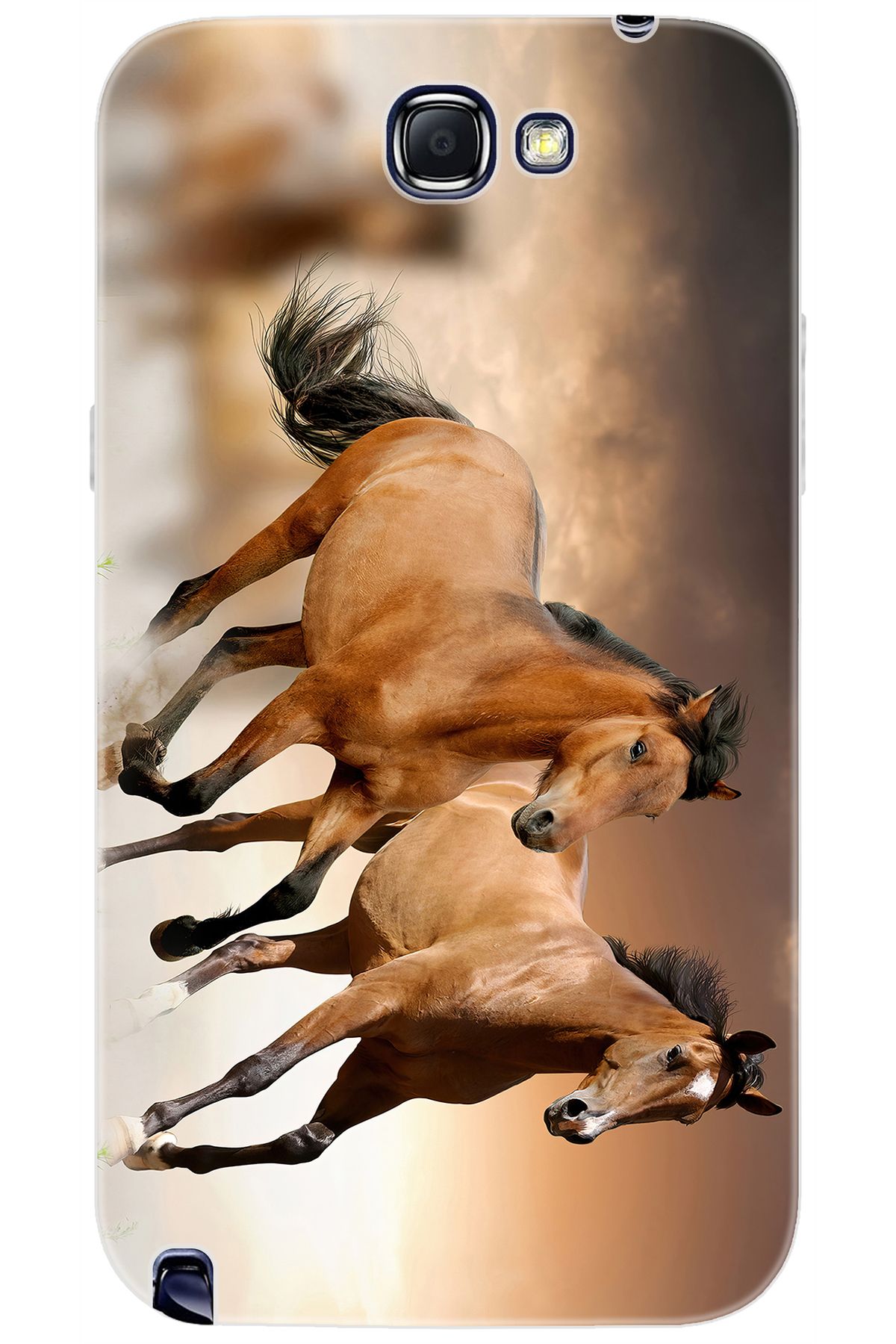Ceppare Samsung Galaxy Note 2 (GT-N7100) Uyumlu Kılıf Desenli Silikon Kahve Atlar STK:176 CP-5IRoS7q