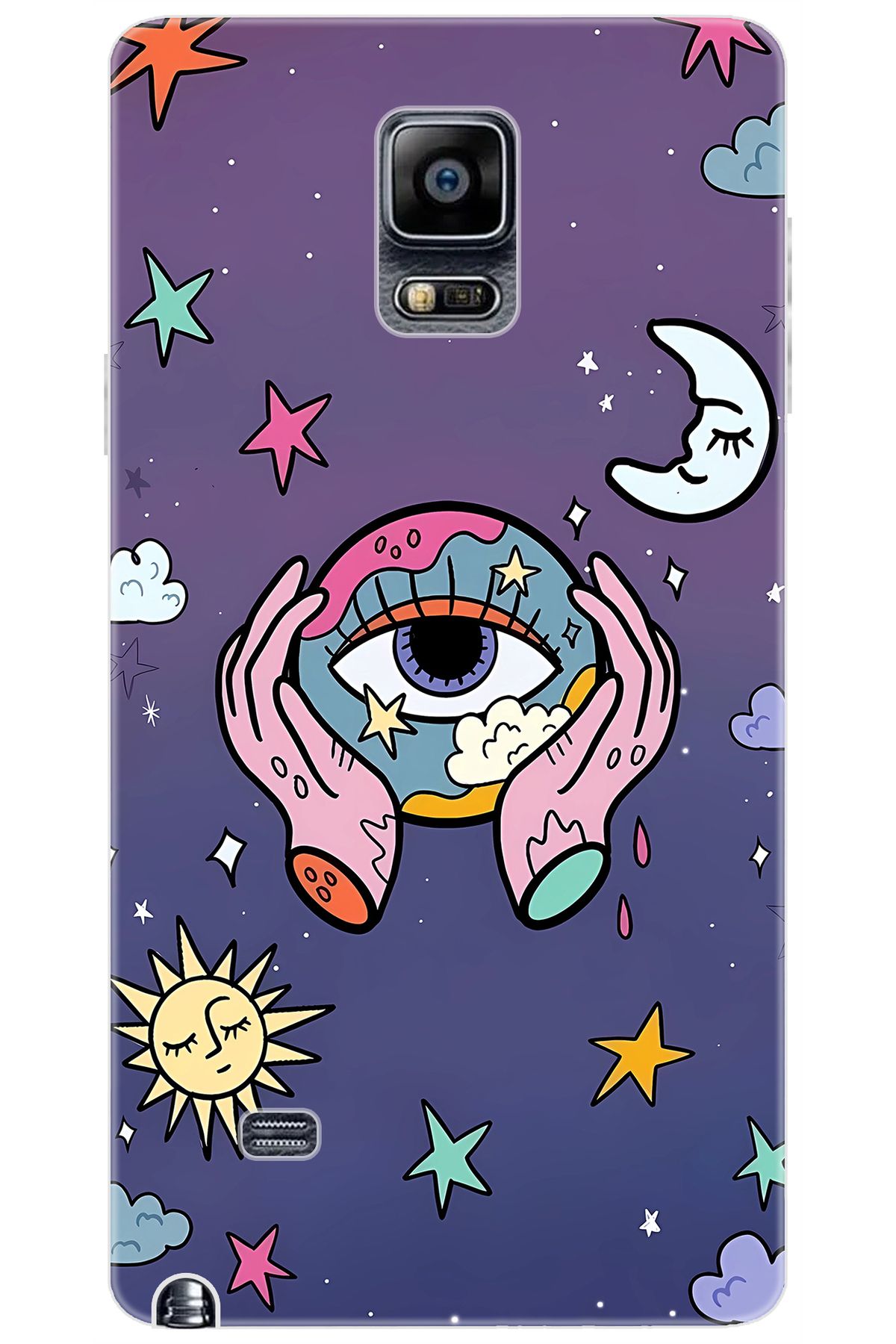 Ceppare Samsung Galaxy Note 4 (SM-N910F) Uyumlu Kılıf Desenli Silikon Dünya Gözü STK:668 CP-2kr1tGM