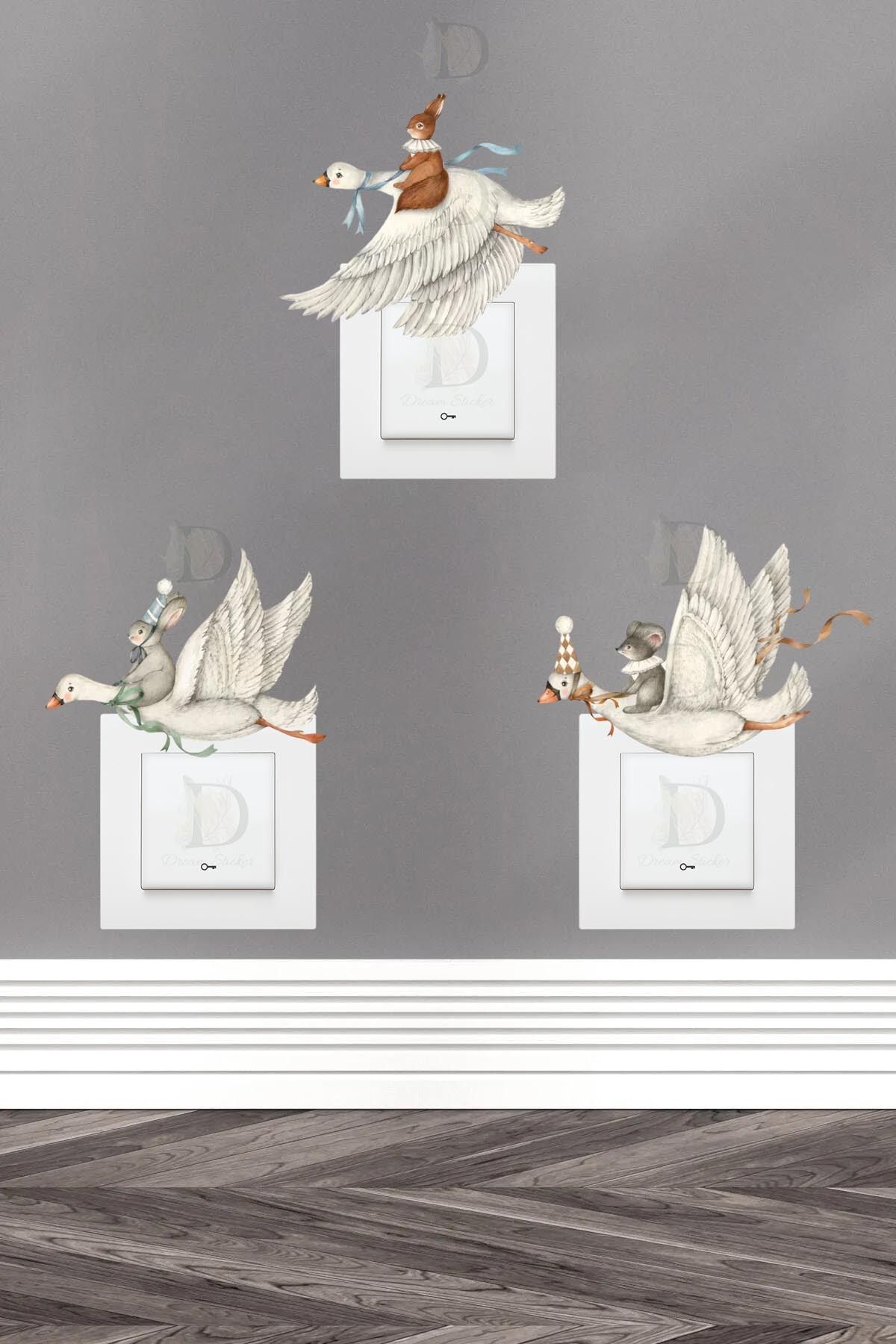 KT Decor Kazlar ve Arkadaşları 3'lü Priz Sticker Seti