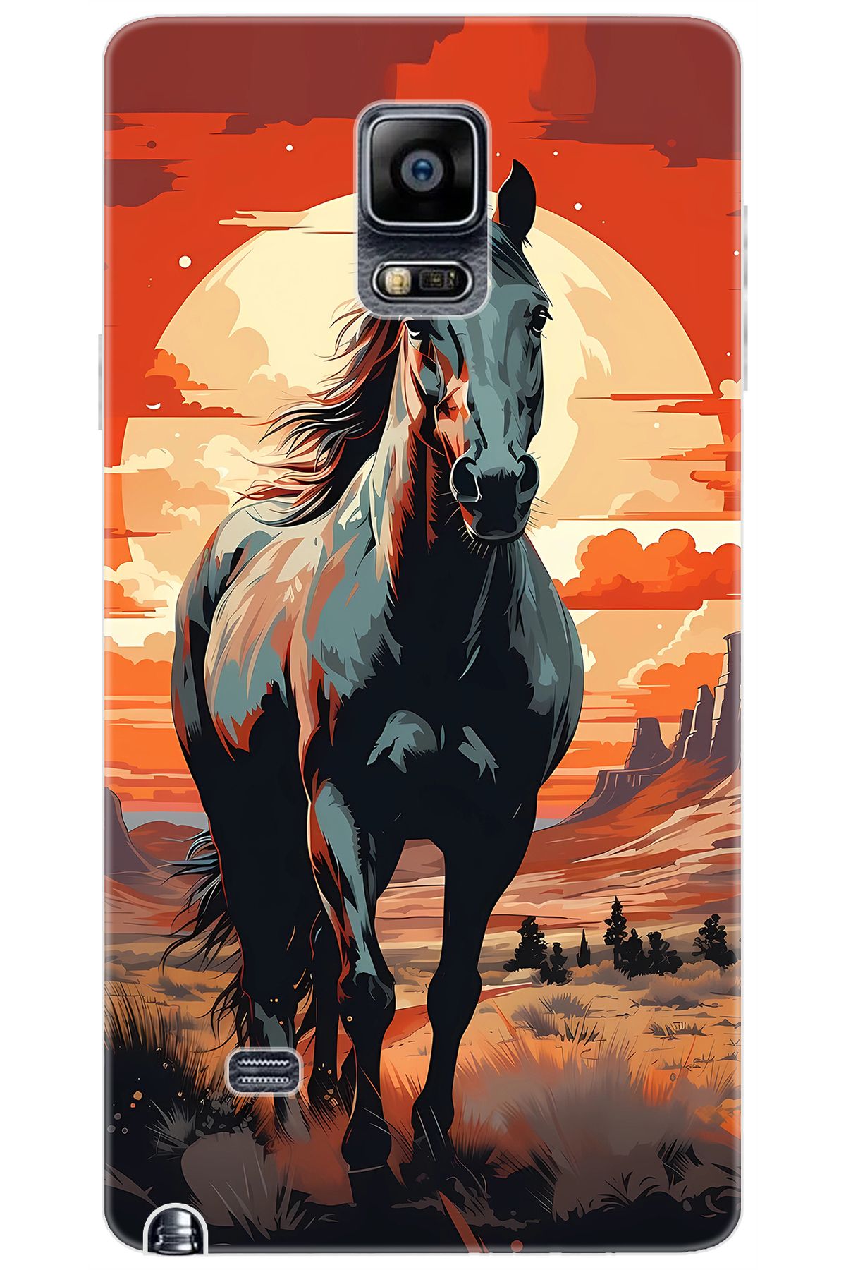 Ceppare Samsung Galaxy Note 4 (SM-N910F) Uyumlu Kılıf Desenli Silikon Western Atı STK:655 CP-UNAJiWD