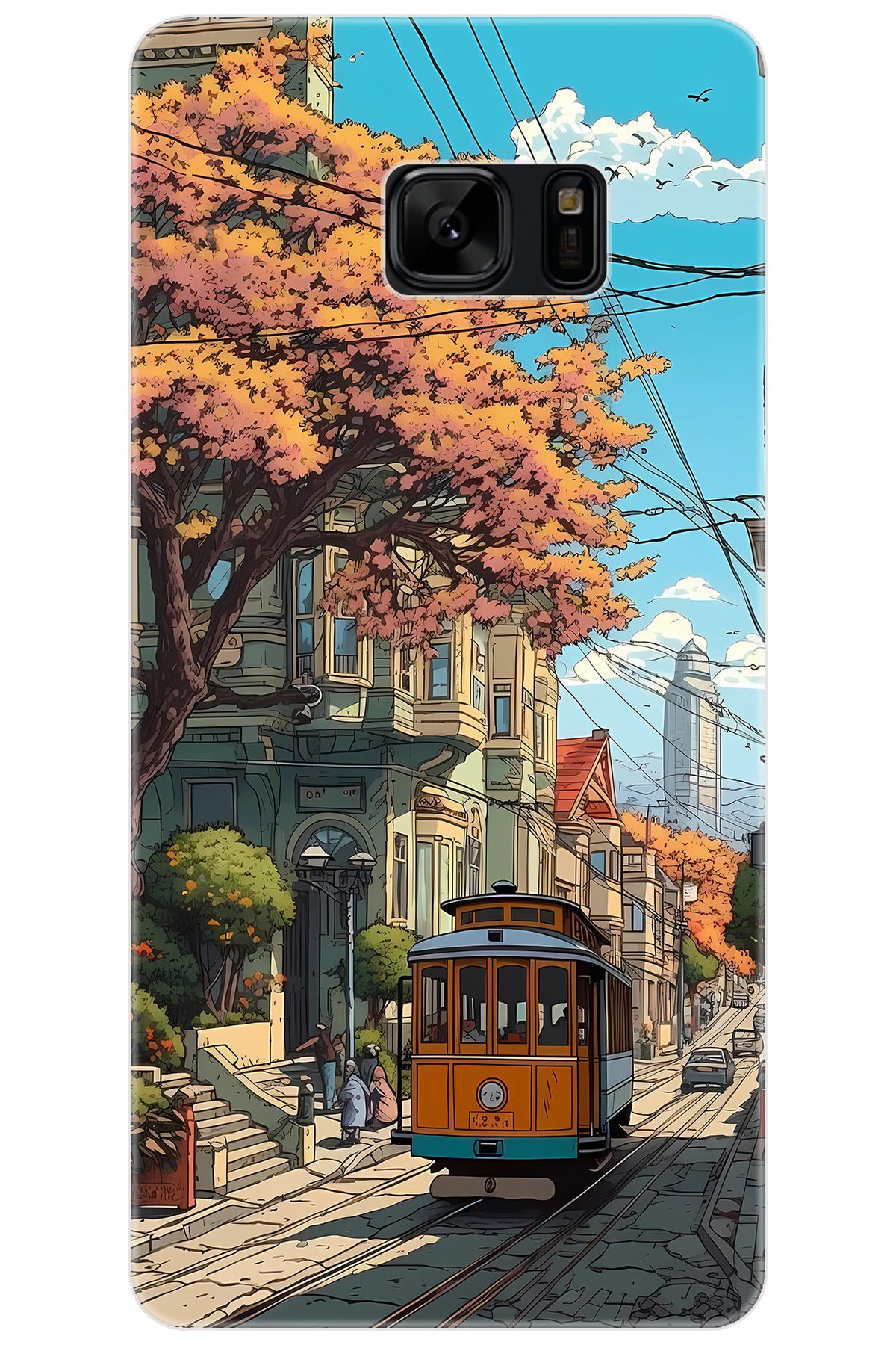 Ceppare Samsung Galaxy Note FE (SM-N935F) Uyumlu Kılıf Desenli İnce Silikon Tramvay STK:645 CP-MAKHL0l