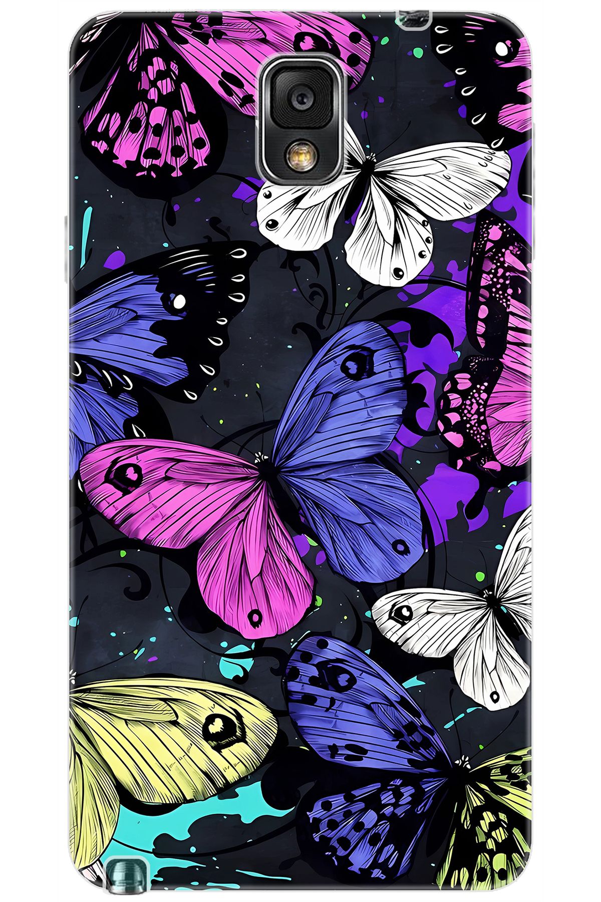 Ceppare Samsung Galaxy Note 3 (SM-N9000Q) Uyumlu Kılıf Desenli Silikon Kalp Yapan Kelebek STK:651 CP-YtSCtE3