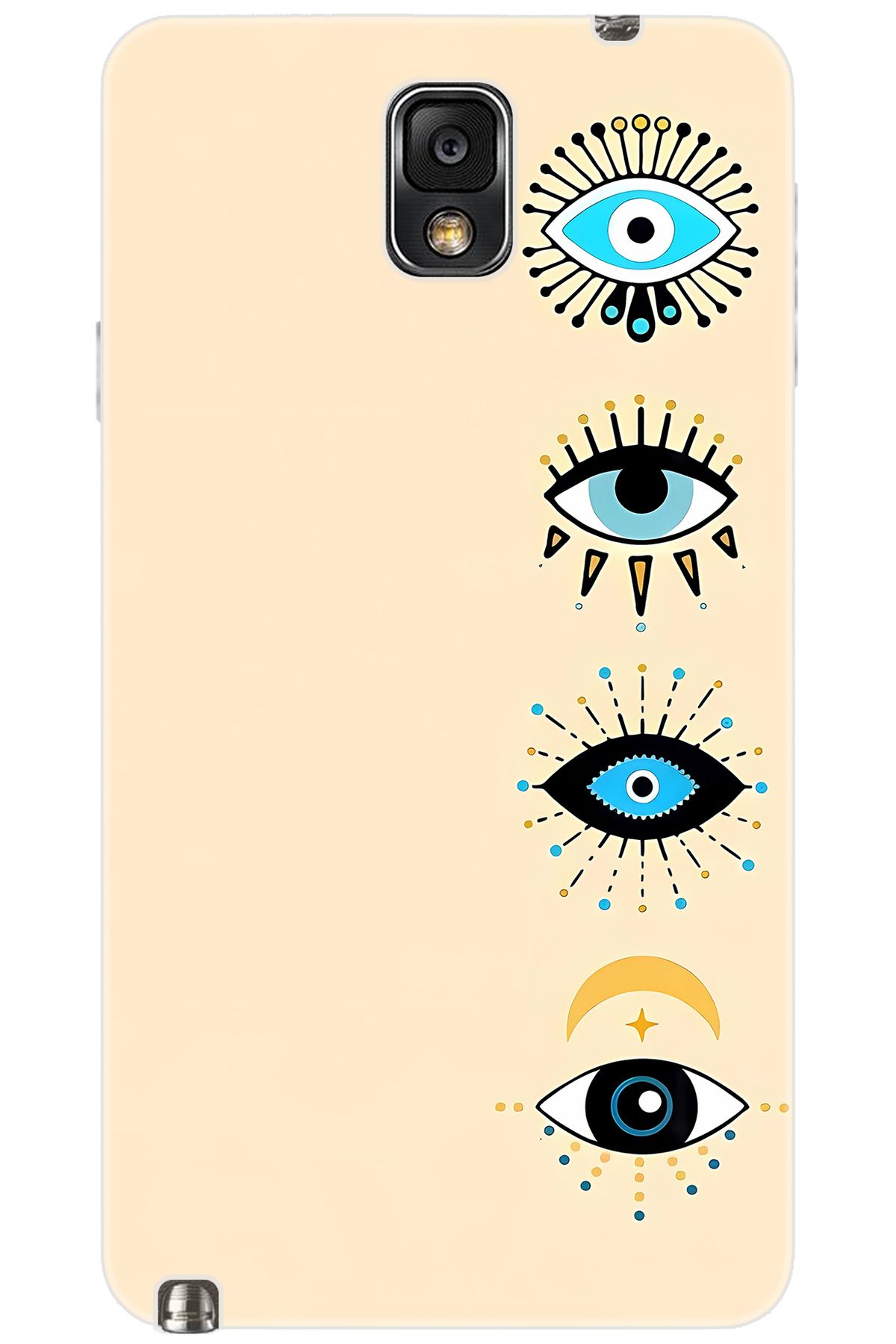 Ceppare Samsung Galaxy Note 3 (SM-N9000Q) Uyumlu Kılıf Desenli Silikon Nazar Gözler STK:742 CP-hODCxSQ