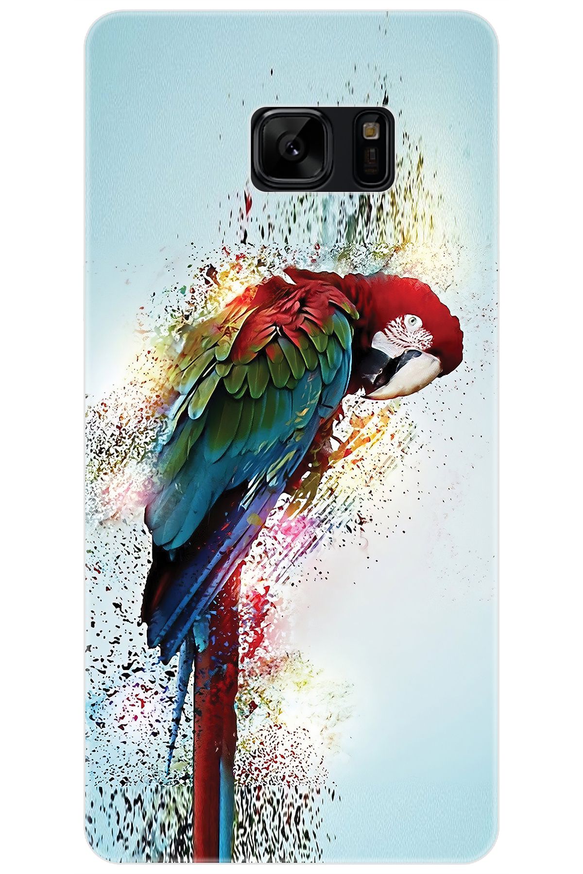 Ceppare Samsung Galaxy Note FE (SM-N935F) Uyumlu Kılıf Desenli İnce Silikon Papağan STK:562 CP-Uhi0I1Z